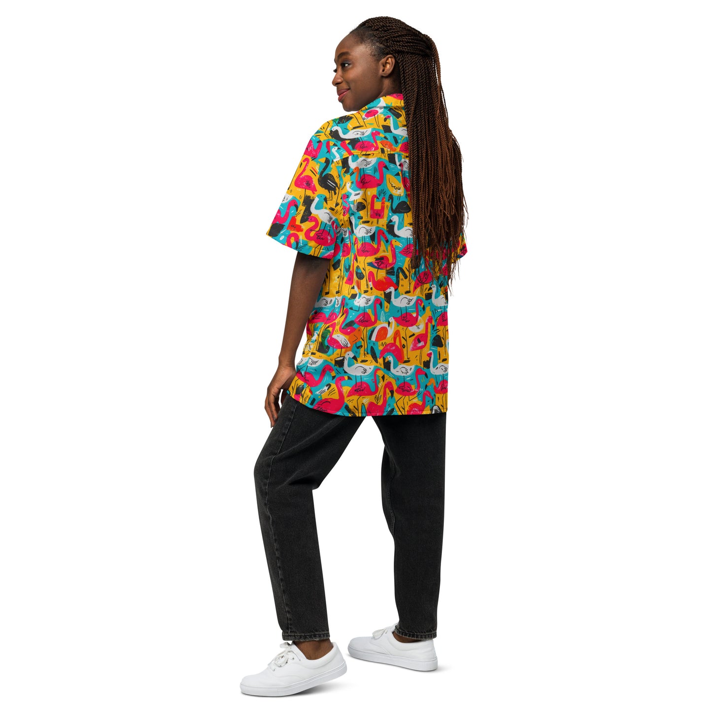 "Flamingos" #1 - Unisex-Hemd mit Knöpfen