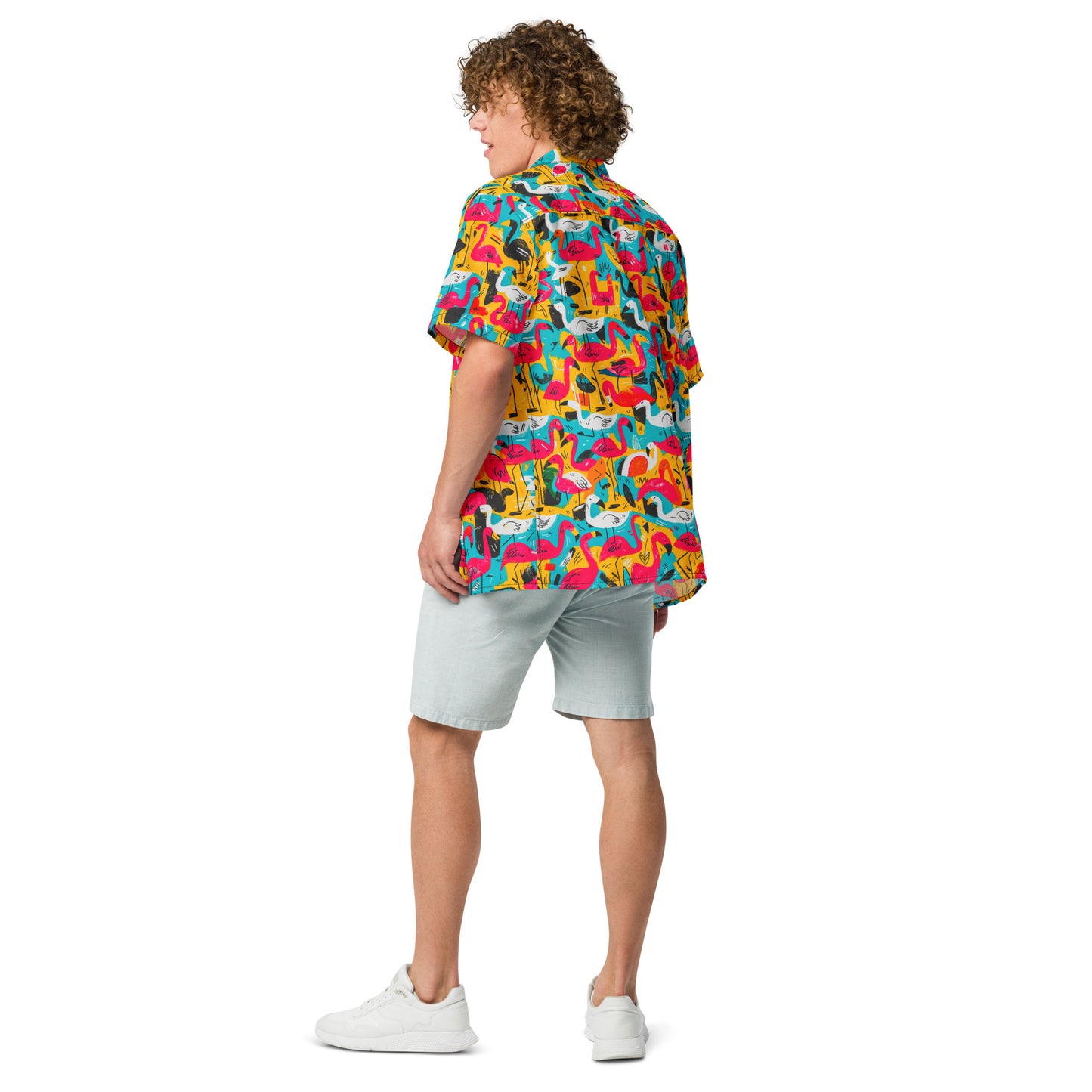 "Flamingos" #1 - Unisex-Hemd mit Knöpfen