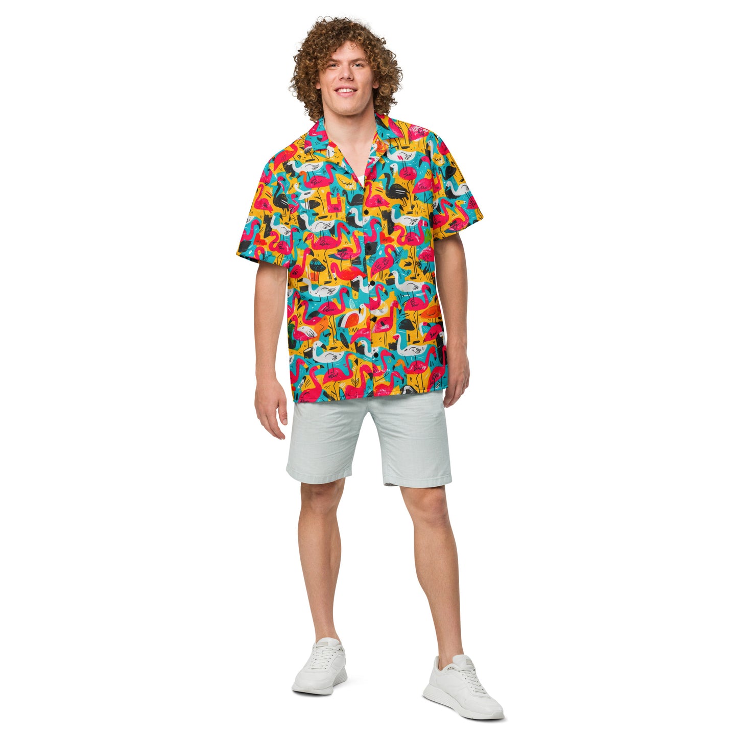 "Flamingos" #1 - Unisex-Hemd mit Knöpfen