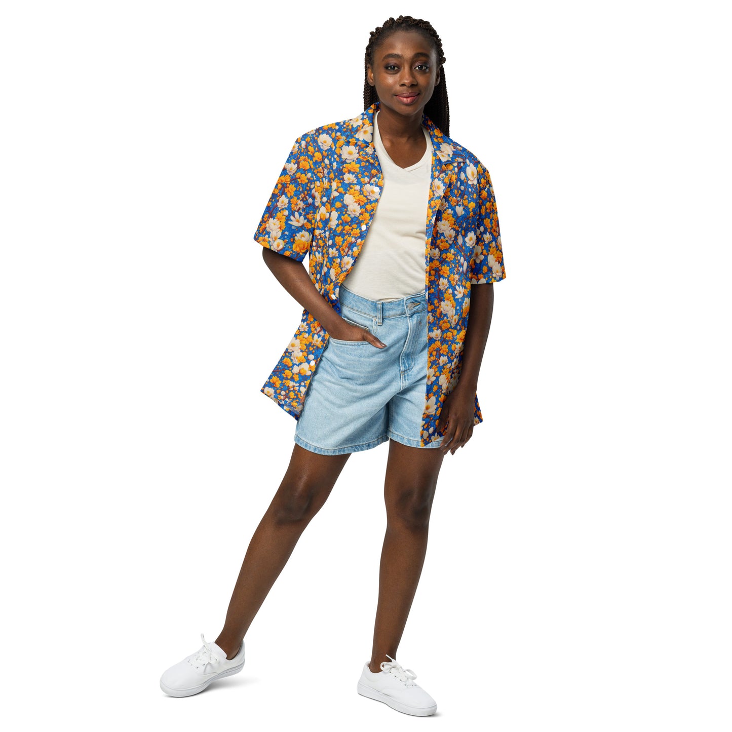 "Flowers" #1 - Unisex-Hemd mit Knöpfen