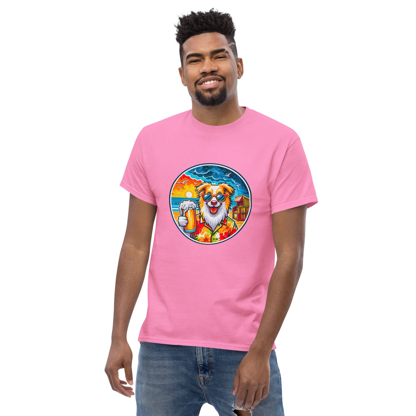 "Dogs On Vacation"-Kollektion - Australian Shepherd #2 (at Baltic Sea) - Klassisches Unisex-T-Shirt - 13 verschiedene Farben