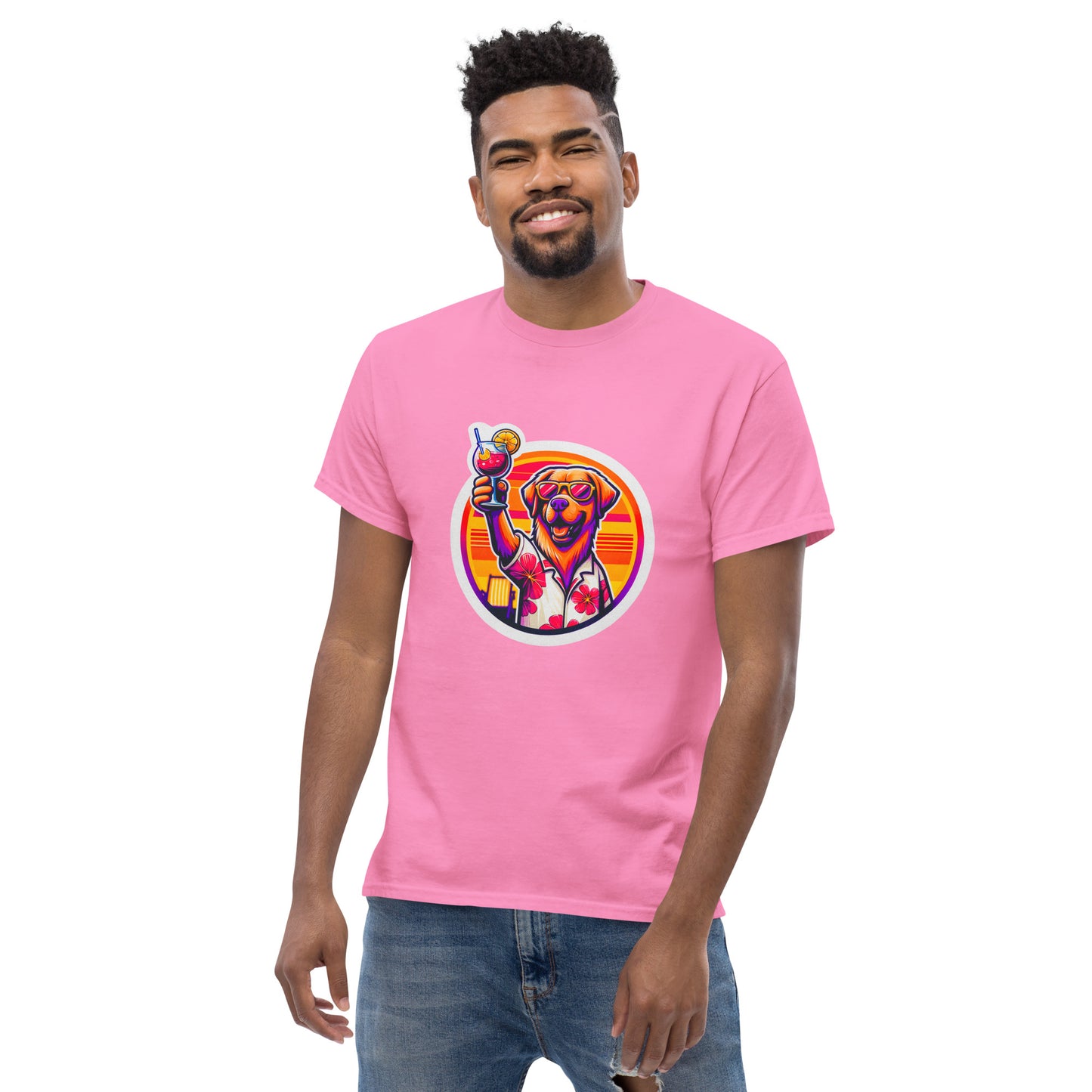"Dogs On Vacation"-Kollektion - Golden Retriever #1 - Klassisches Unisex-T-Shirt - 13 verschiedene Farben