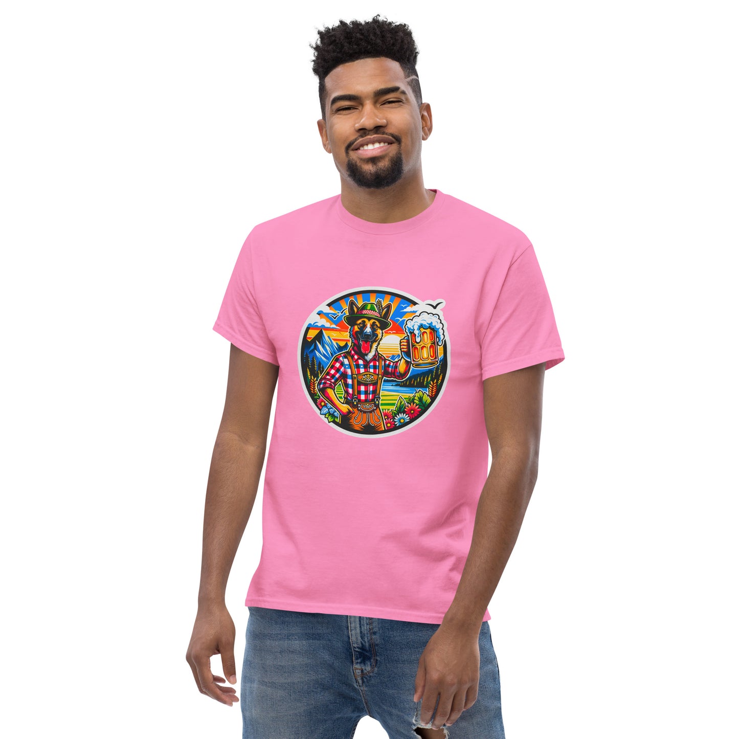 "Dogs On Vacation"-Kollektion - Schäferhund #1 (in Bavaria) - Klassisches Unisex-T-Shirt - 13 verschiedene Farben