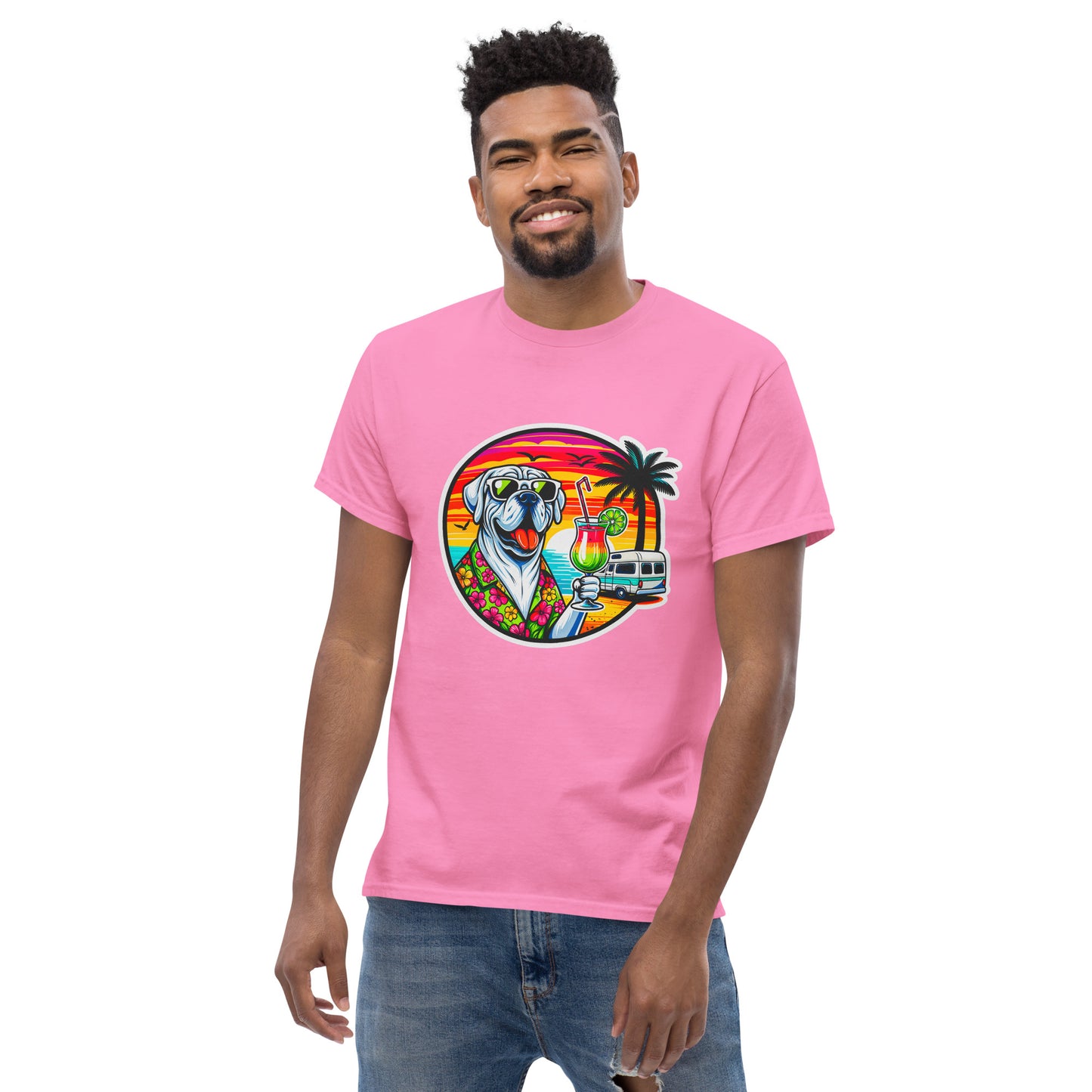 "Dogs On Vacation"-Kollektion - White Mastiff - Klassisches Unisex-T-Shirt - 13 verschiedene Farben