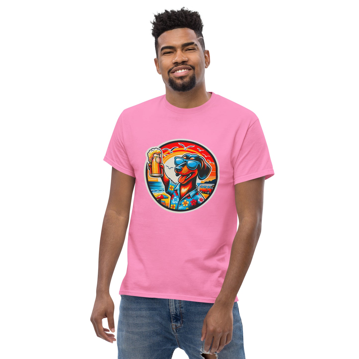 "Dogs On Vacation"-Kollektion - Shorthaired Dachshund - Klassisches Unisex-T-Shirt - 13 verschiedene Farben