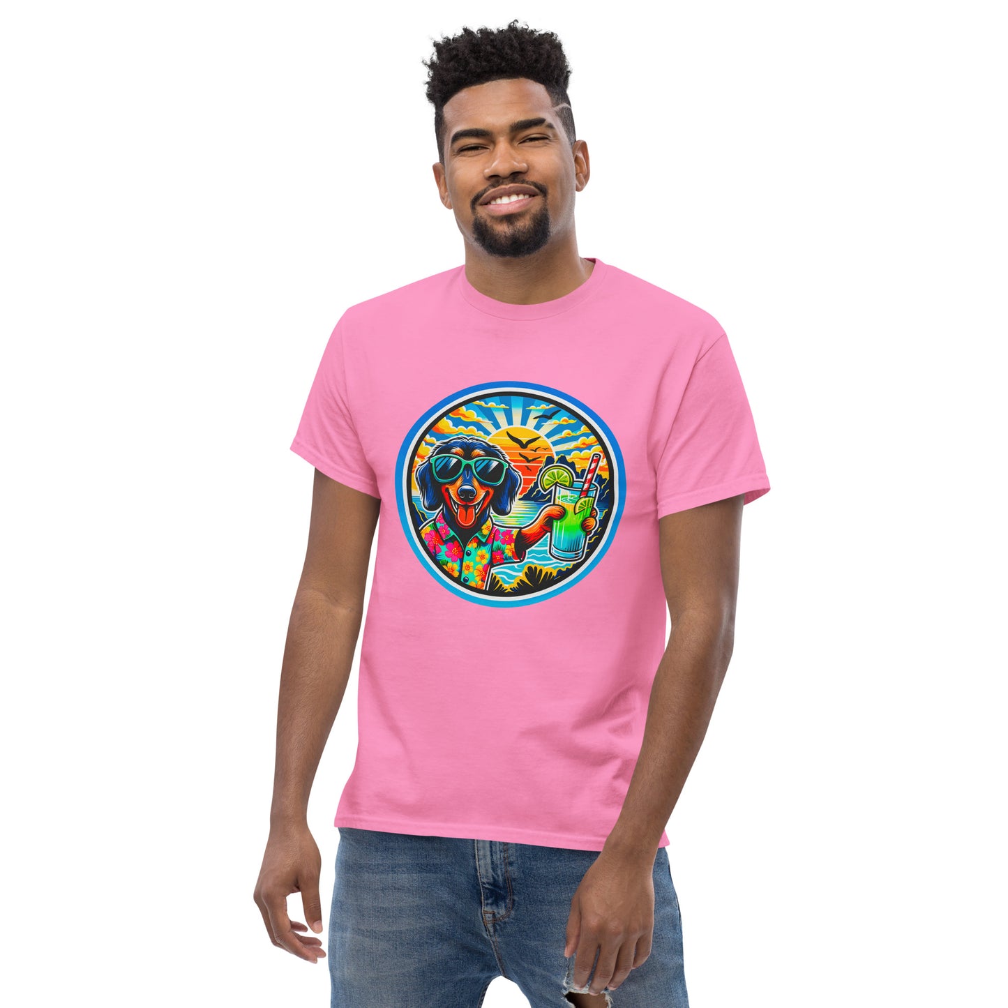"Dogs On Vacation"-Kollektion - Wire-haired Dachshund - Klassisches Unisex-T-Shirt - 13 verschiedene Farben