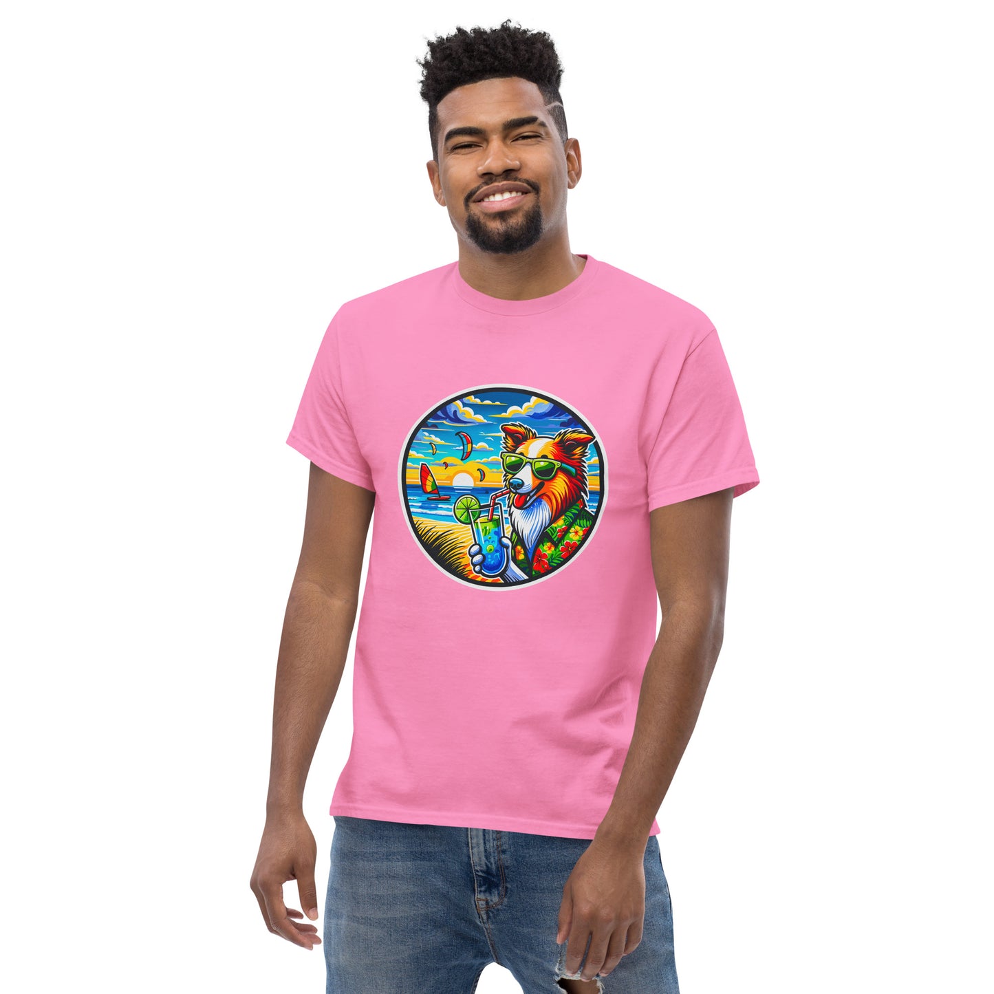 "Dogs On Vacation"-Kollektion - Australian Shepherd #4 (at Baltic Sea) - Klassisches Unisex-T-Shirt - 13 verschiedene Farben