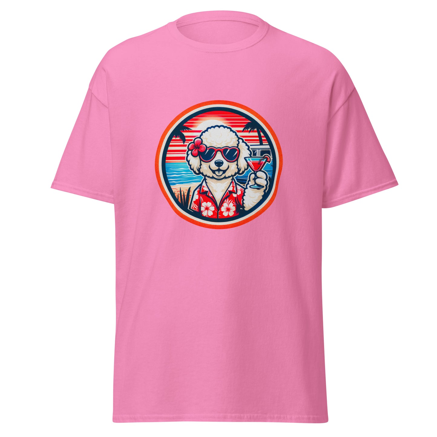 "Dogs On Vacation"-Kollektion - White Poodle - Klassisches Unisex-T-Shirt - 13 verschiedene Farben