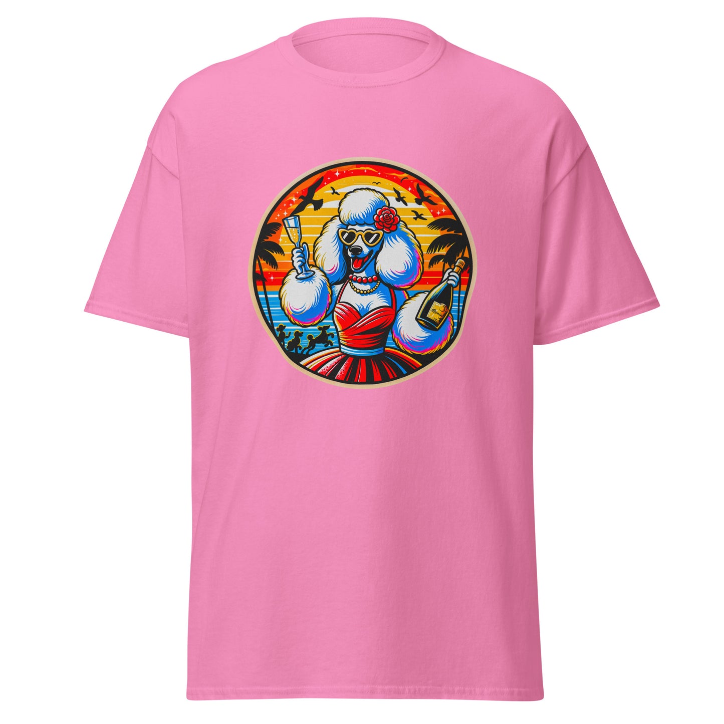 "Dogs On Vacation"-Kollektion - Weißer Großpudel (female) - Klassisches Unisex-T-Shirt - 13 verschiedene Farben