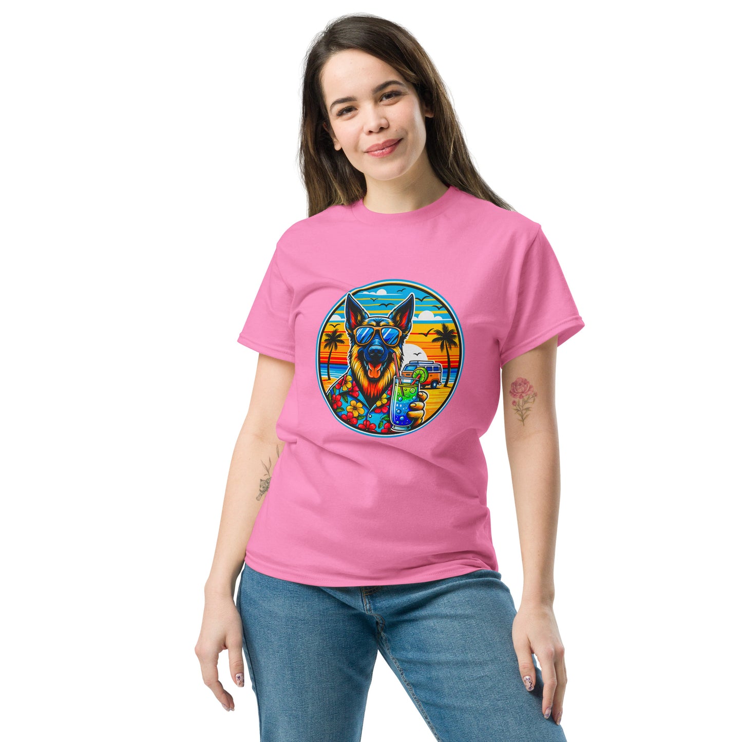 "Dogs On Vacation"-Kollektion - Schäferhund #2 - Klassisches Unisex-T-Shirt - 13 verschiedene Farben