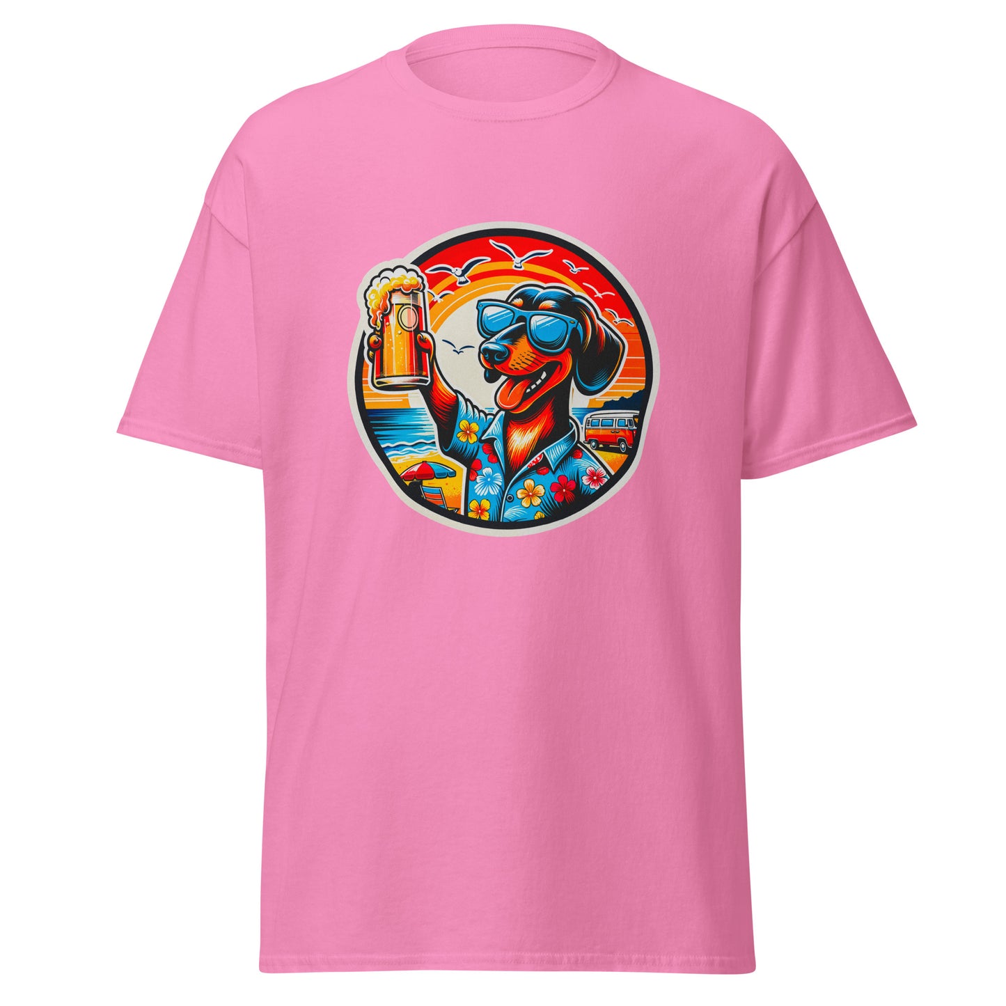 "Dogs On Vacation"-Kollektion - Shorthaired Dachshund - Klassisches Unisex-T-Shirt - 13 verschiedene Farben