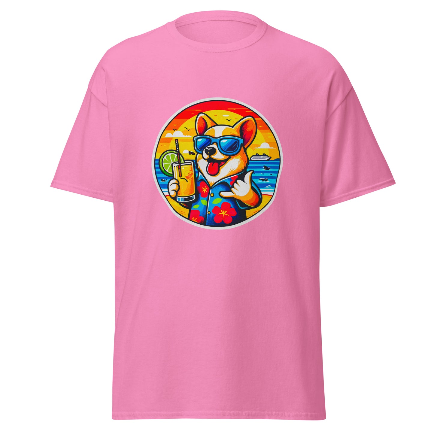 "Dogs On Vacation"-Kollektion - Corgi - Klassisches Unisex-T-Shirt - 13 verschiedene Farben