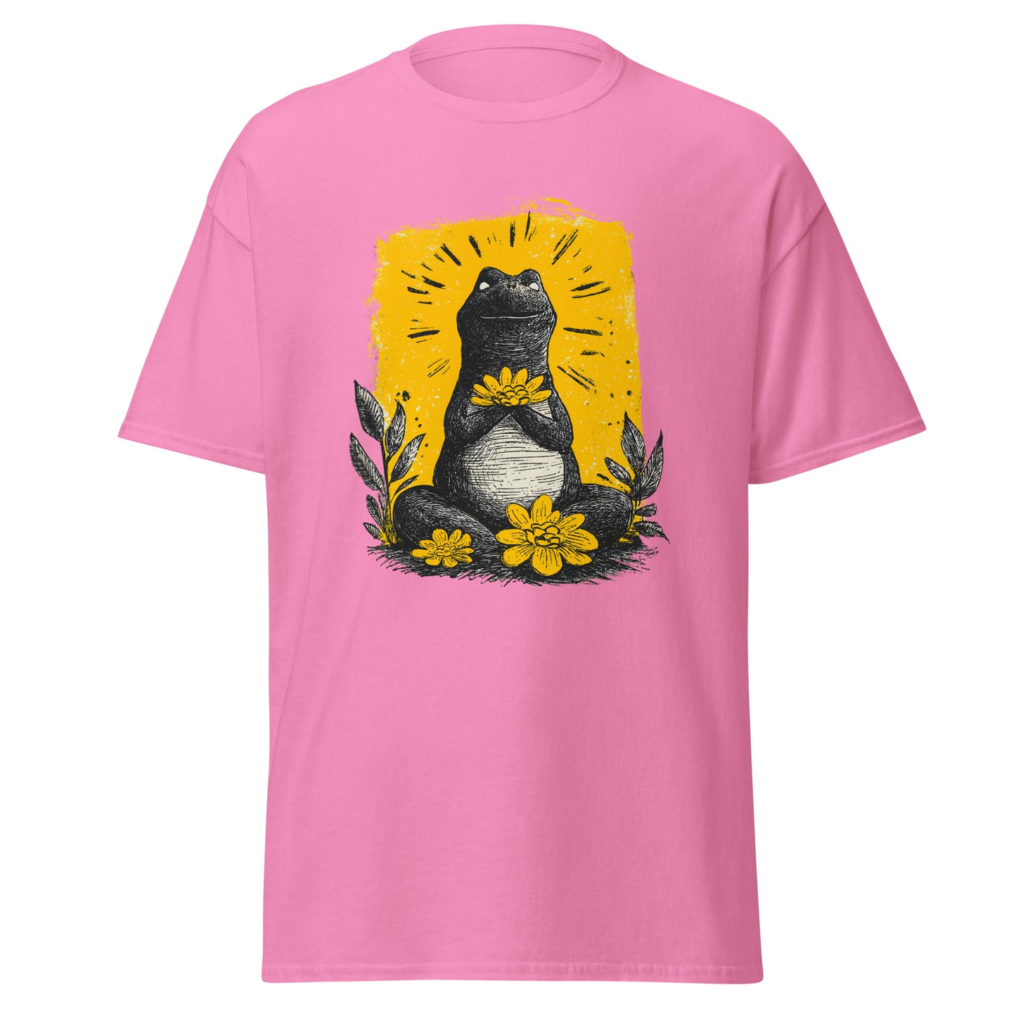 "YELLOW!" - Meditating Dino - Klassisches Unisex T-Shirt - in 4 Farben