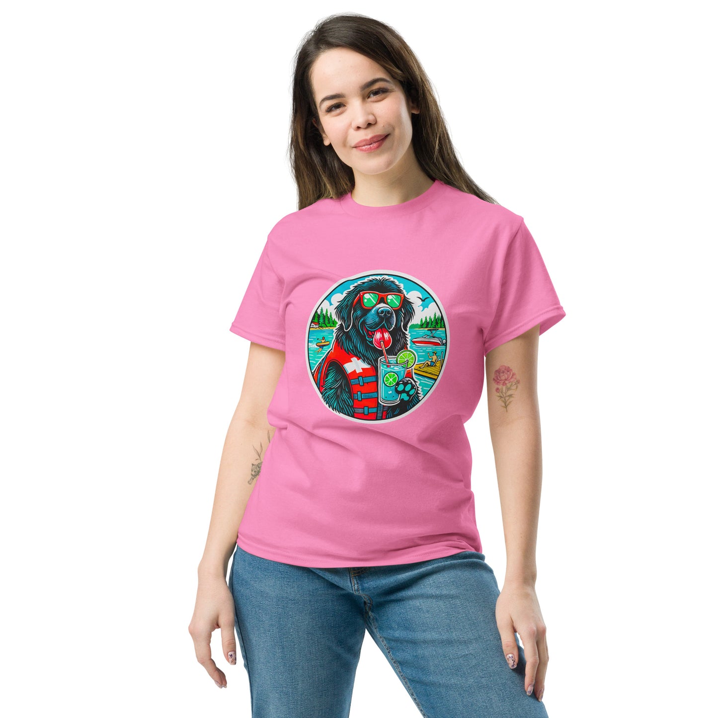 "Dogs On Vacation"-Kollektion - Neufundländer - Klassisches Unisex-T-Shirt - 13 verschiedene Farben