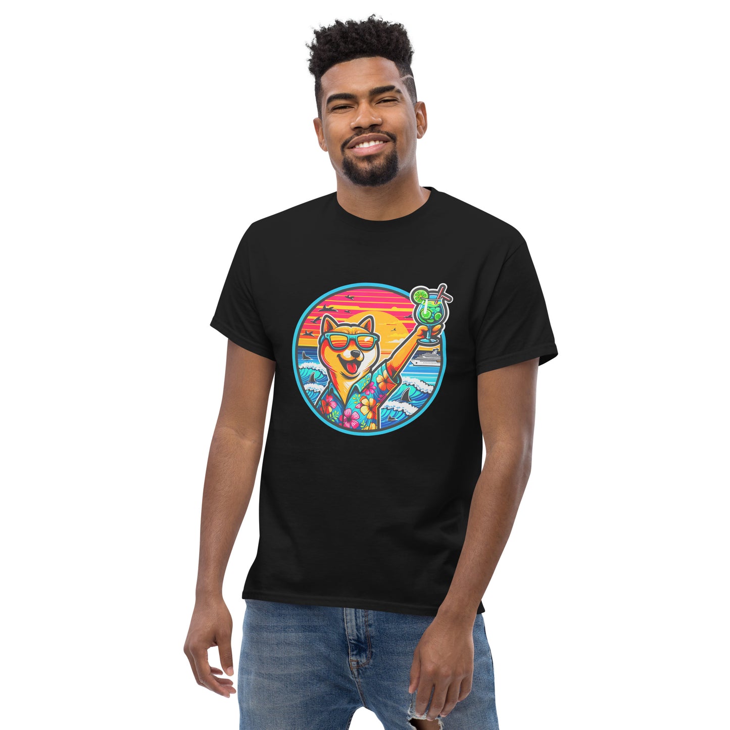 "Dogs On Vacation"-Kollektion - Shiba Inu - Klassisches Unisex-T-Shirt - 13 verschiedene Farben