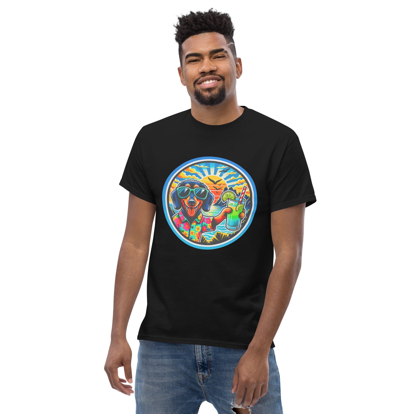 "Dogs On Vacation"-Kollektion - Wire-haired Dachshund - Klassisches Unisex-T-Shirt - 13 verschiedene Farben