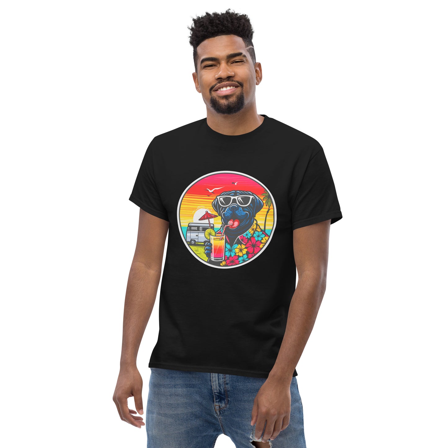 "Dogs On Vacation"-Kollektion - Black Mastiff - Klassisches Unisex-T-Shirt - 13 verschiedene Farben