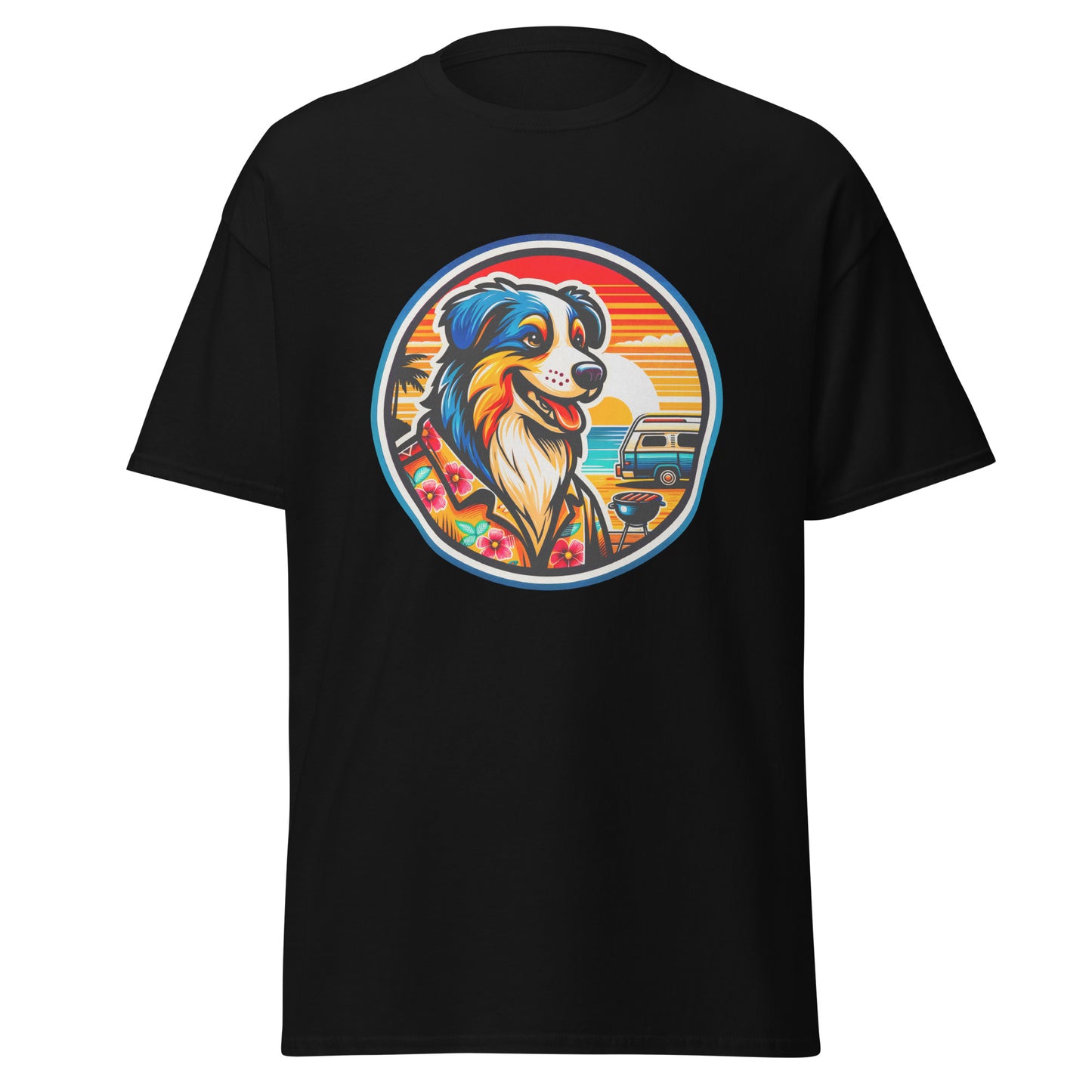 "Dogs On Vacation"-Kollektion - Australian Shepherd #5 (Tricolor) - Klassisches Unisex-T-Shirt - 13 verschiedene Farben