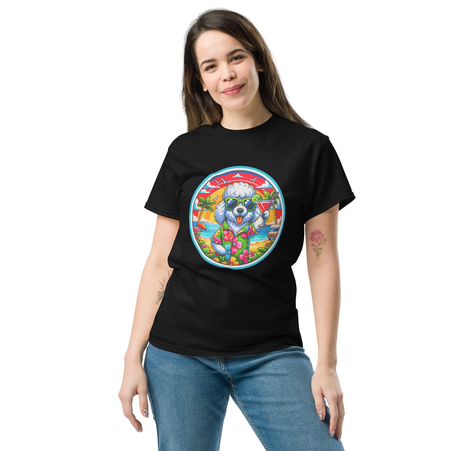 "Dogs On Vacation"-Kollektion - Schafspudel #1 - Klassisches Unisex-T-Shirt - 13 verschiedene Farben