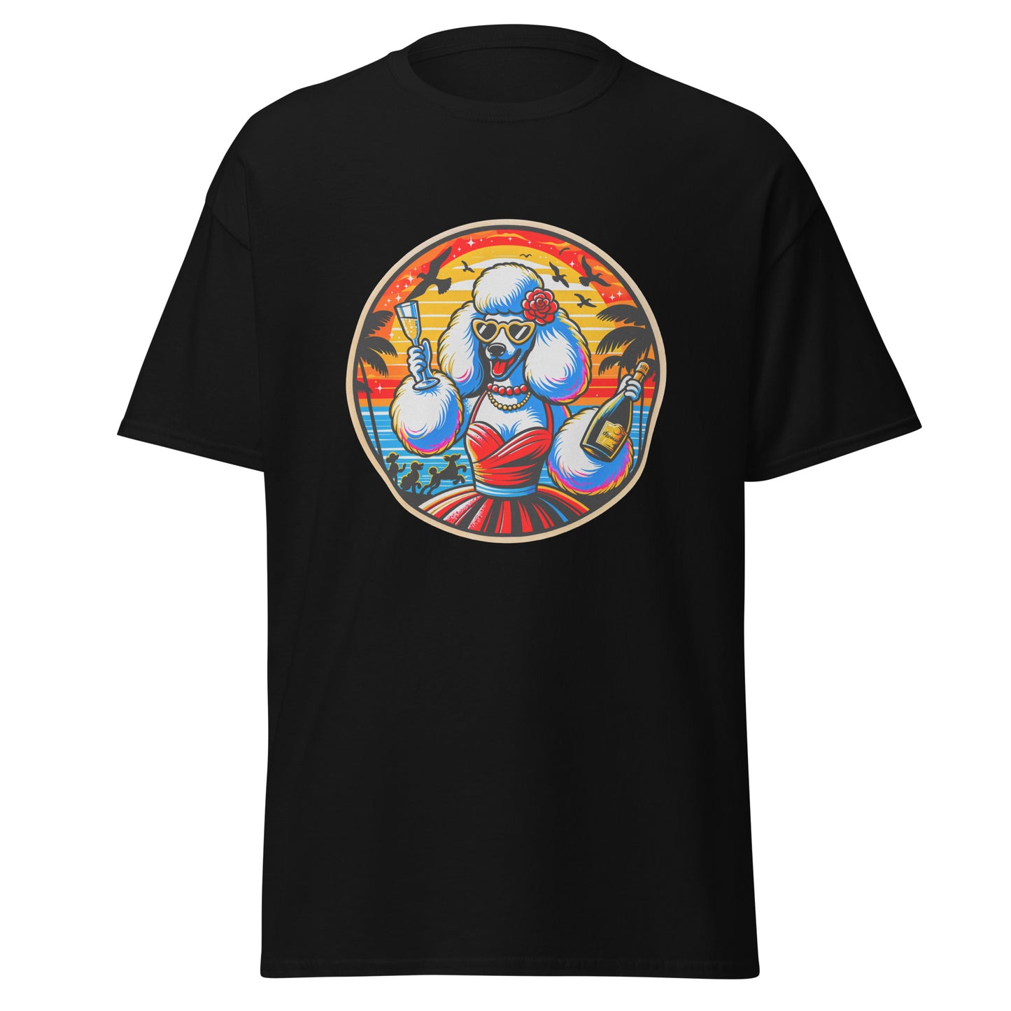 "Dogs On Vacation"-Kollektion - Weißer Großpudel (female) - Klassisches Unisex-T-Shirt - 13 verschiedene Farben