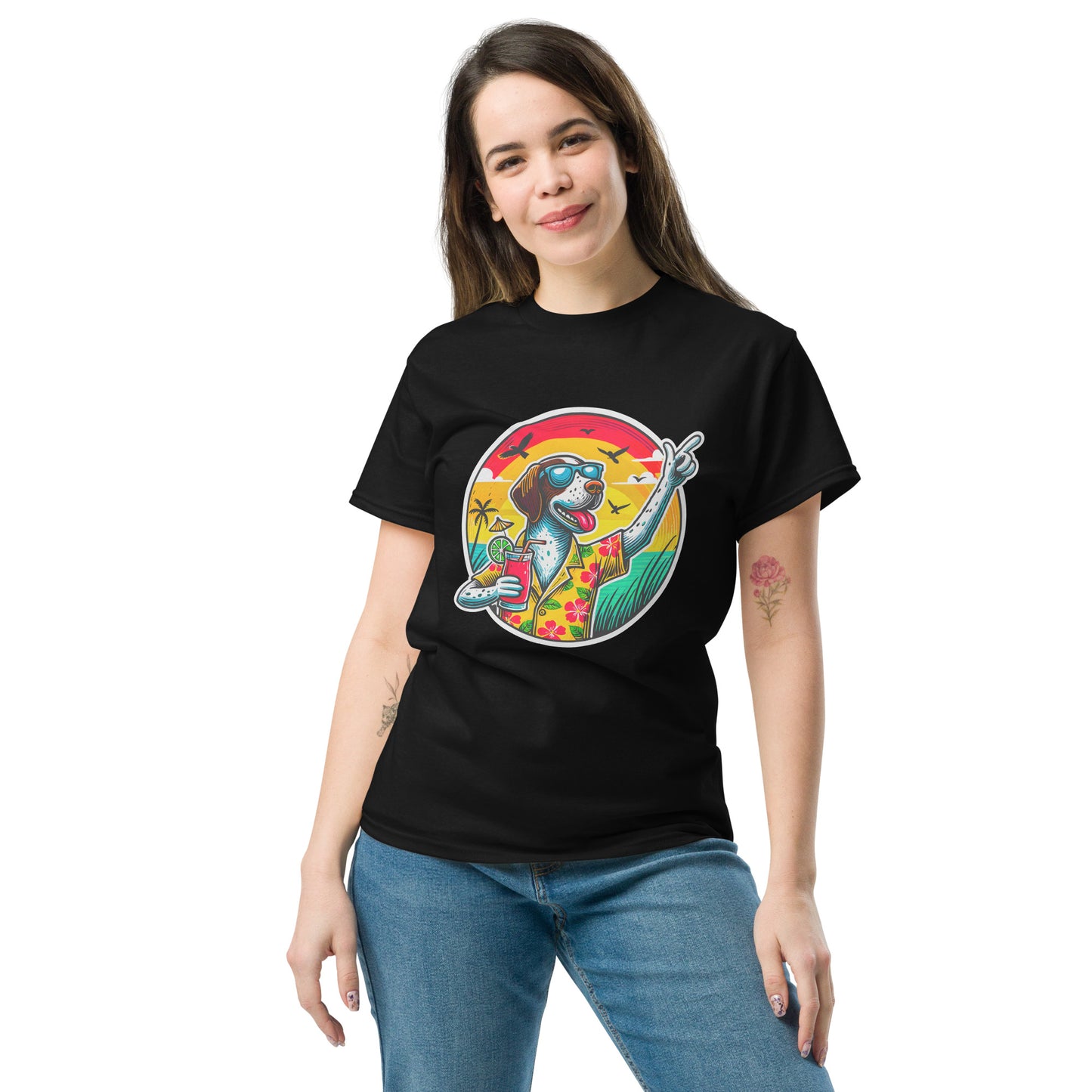 "Dogs On Vacation"-Kollektion - Pointer - Klassisches Unisex-T-Shirt - 13 verschiedene Farben