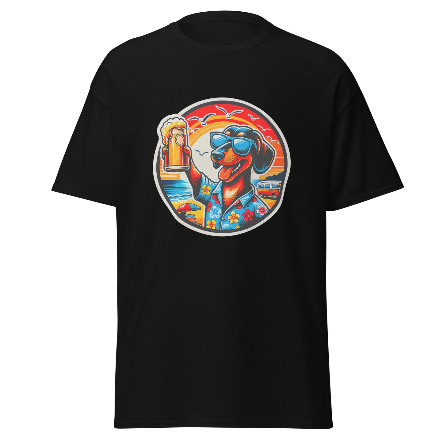 "Dogs On Vacation"-Kollektion - Shorthaired Dachshund - Klassisches Unisex-T-Shirt - 13 verschiedene Farben