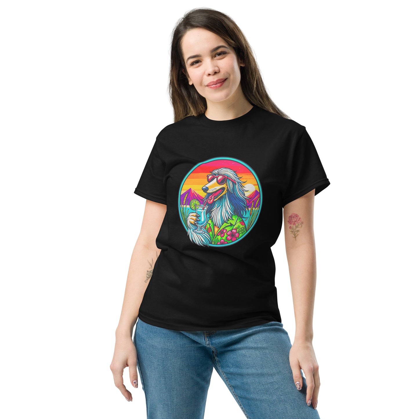 "Dogs On Vacation"-Kollektion - Afghane - Klassisches Unisex-T-Shirt - 13 verschiedene Farben
