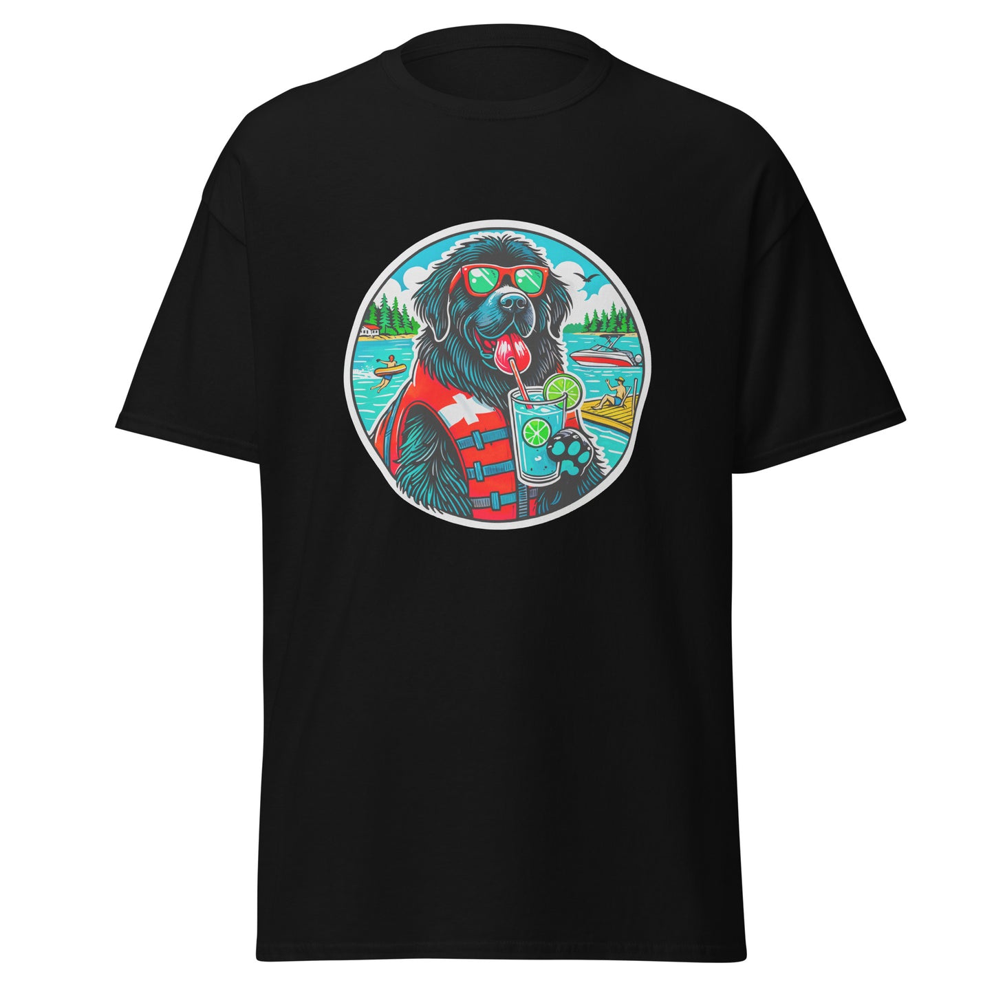 "Dogs On Vacation"-Kollektion - Neufundländer - Klassisches Unisex-T-Shirt - 13 verschiedene Farben