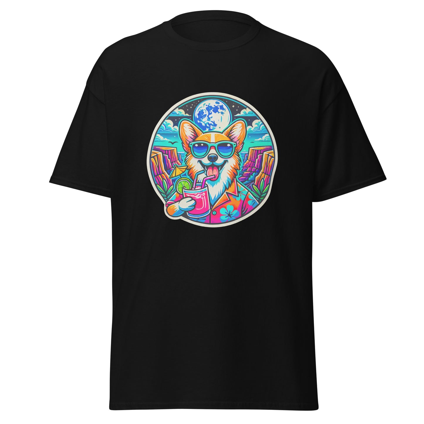 "Dogs On Vacation"-Kollektion - Corgi #2 - Klassisches Unisex-T-Shirt - 13 verschiedene Farben