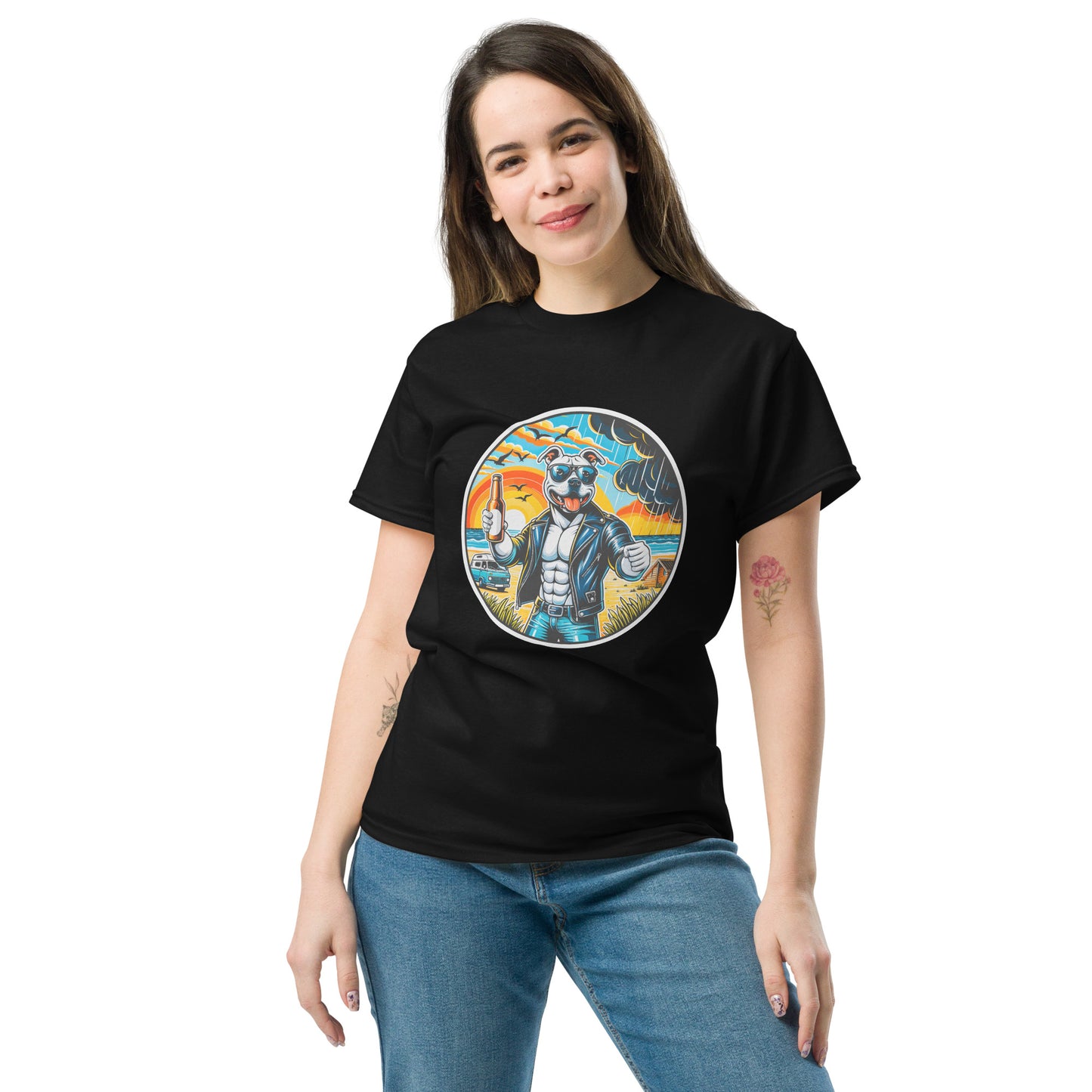 "Dogs On Vacation"-Kollektion - Staffordshire-Terrier #3 - Klassisches Unisex-T-Shirt - 13 verschiedene Farben