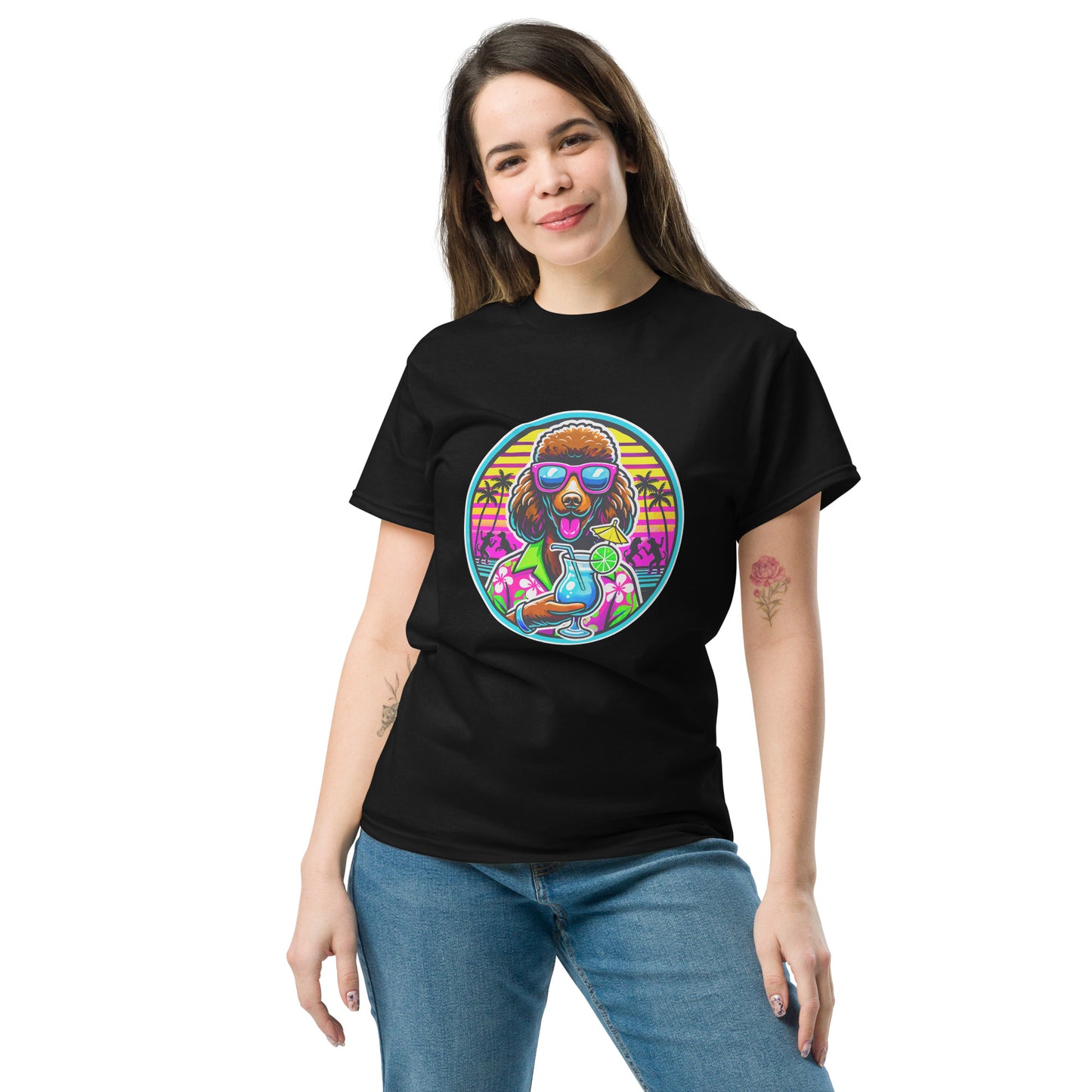 "Dogs On Vacation"-Kollektion - Brown Royal Poodle - Klassisches Unisex-T-Shirt - 13 verschiedene Farben