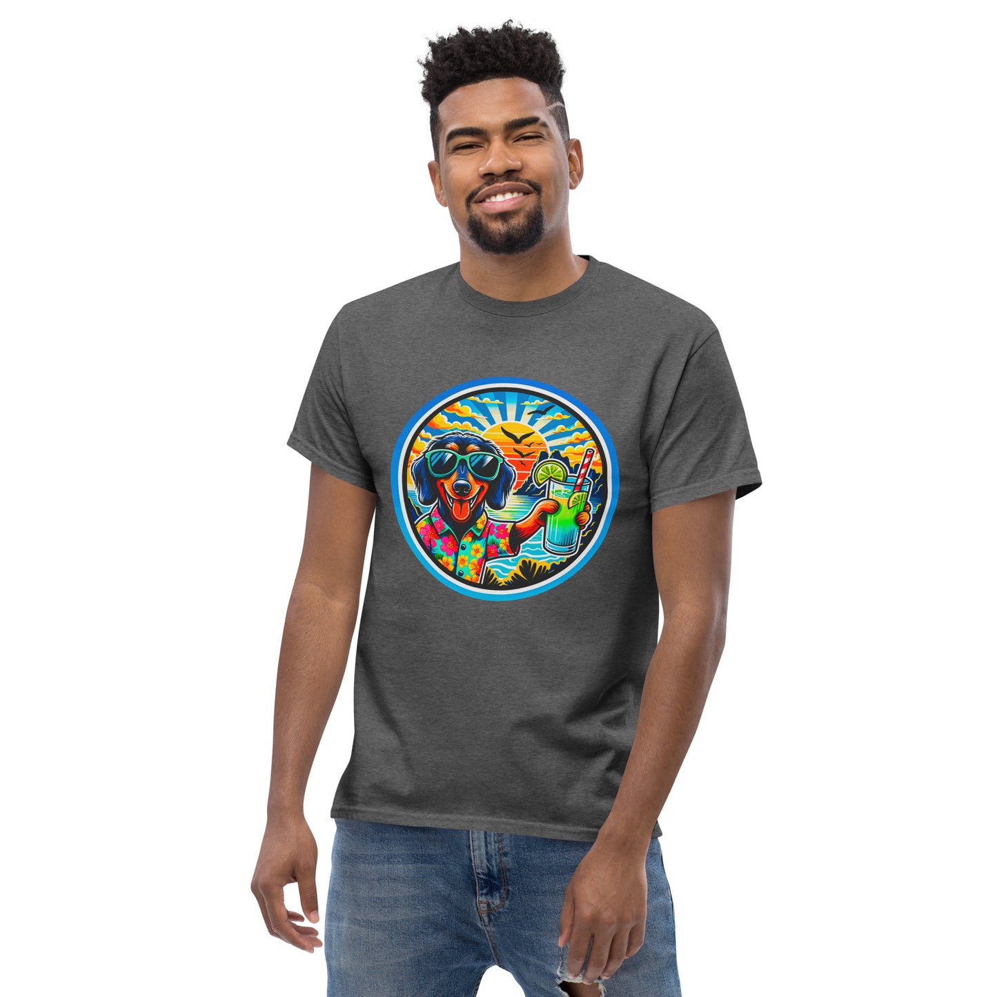"Dogs On Vacation"-Kollektion - Wire-haired Dachshund - Klassisches Unisex-T-Shirt - 13 verschiedene Farben