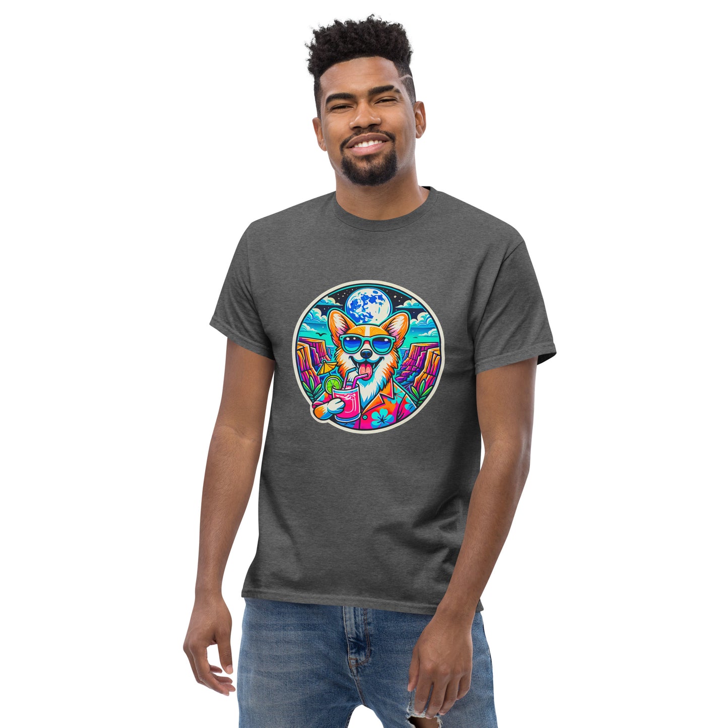 "Dogs On Vacation"-Kollektion - Corgi #2 - Klassisches Unisex-T-Shirt - 13 verschiedene Farben
