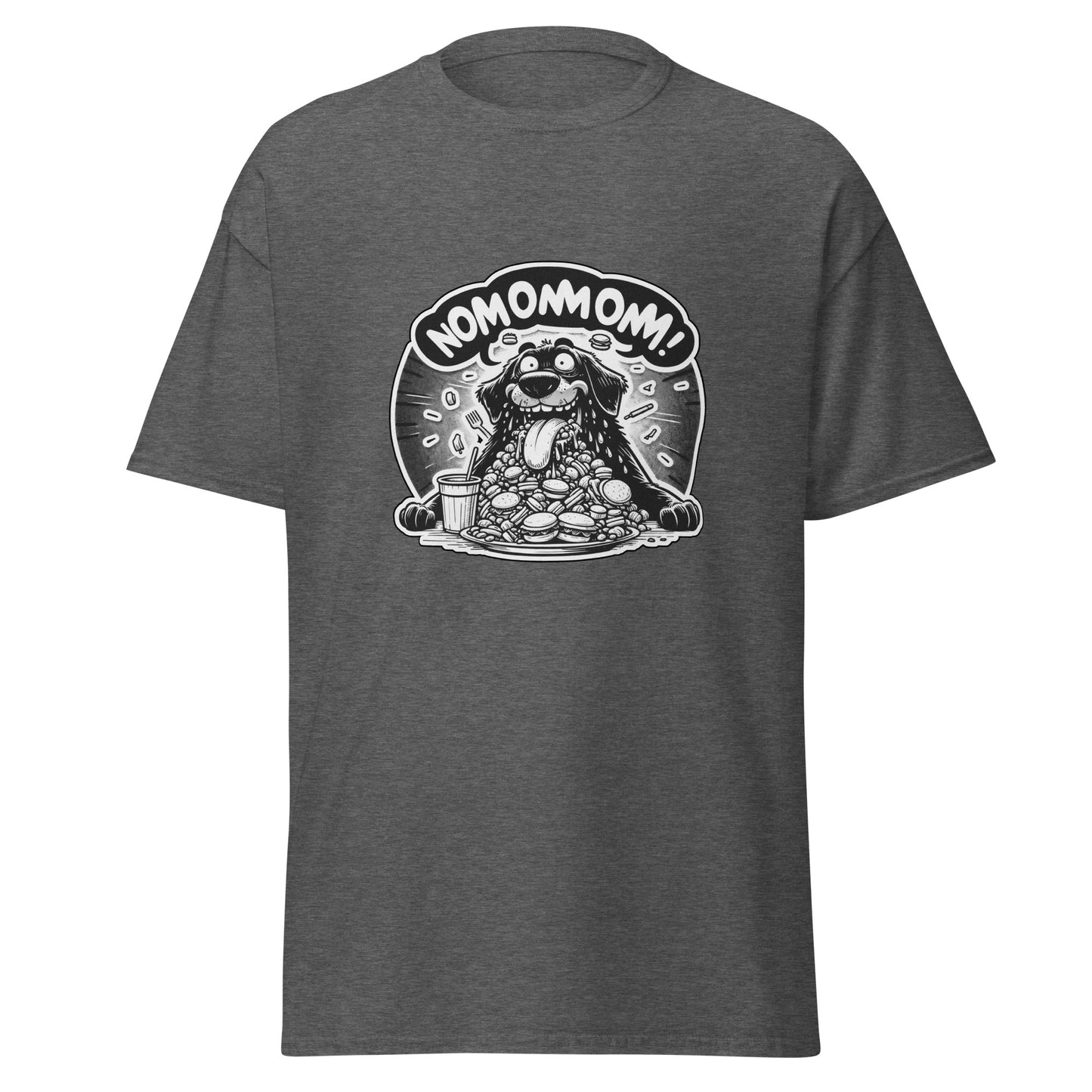 "Nom Nom Nom!!" - Klassisches Herren-T-Shirt - Dark Heather Grey (50% Polyester)
