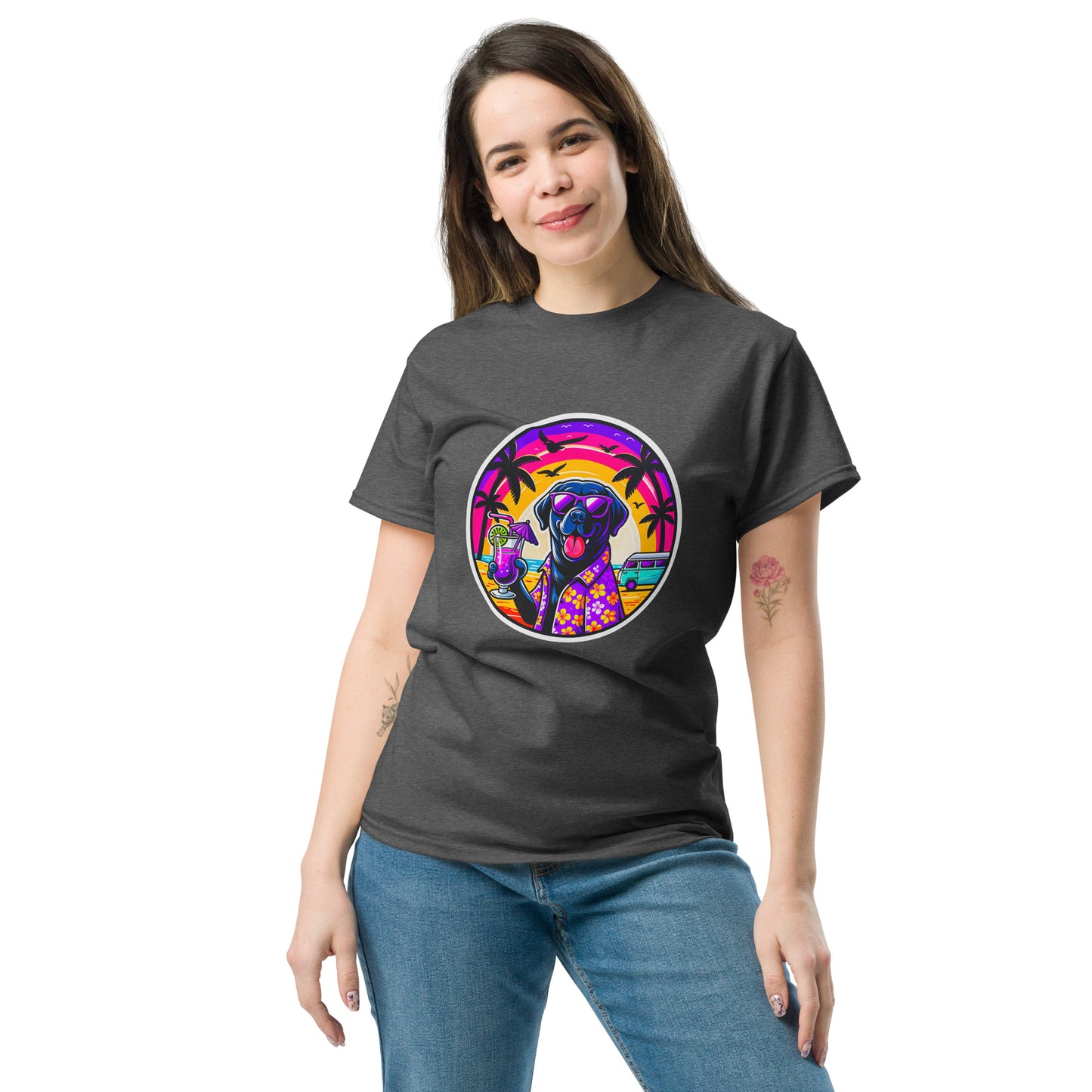 "Dogs On Vacation"-Kollektion - Black Labrador #1 - Klassisches Unisex-T-Shirt - 13 verschiedene Farben