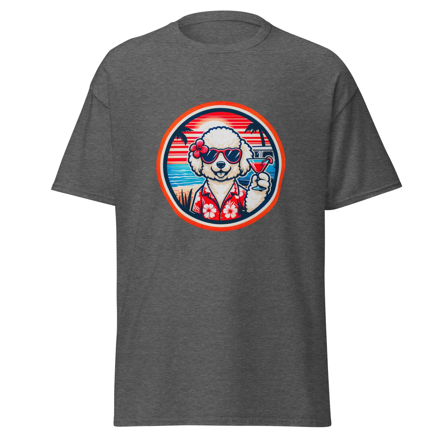 "Dogs On Vacation"-Kollektion - White Poodle - Klassisches Unisex-T-Shirt - 13 verschiedene Farben