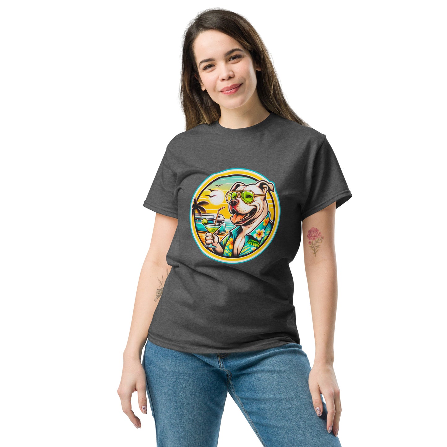 "Dogs On Vacation"-Kollektion - Staffordshire-Terrier #2 - Klassisches Unisex-T-Shirt - 13 verschiedene Farben