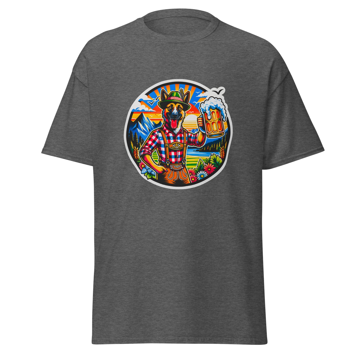 "Dogs On Vacation"-Kollektion - Schäferhund #1 (in Bavaria) - Klassisches Unisex-T-Shirt - 13 verschiedene Farben