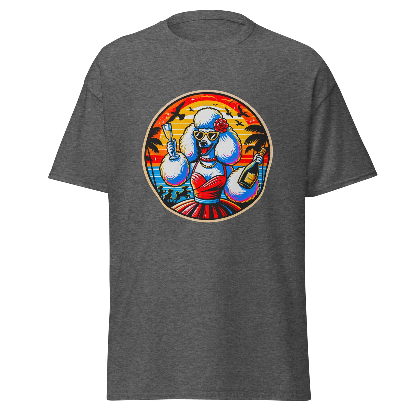 "Dogs On Vacation"-Kollektion - Weißer Großpudel (female) - Klassisches Unisex-T-Shirt - 13 verschiedene Farben