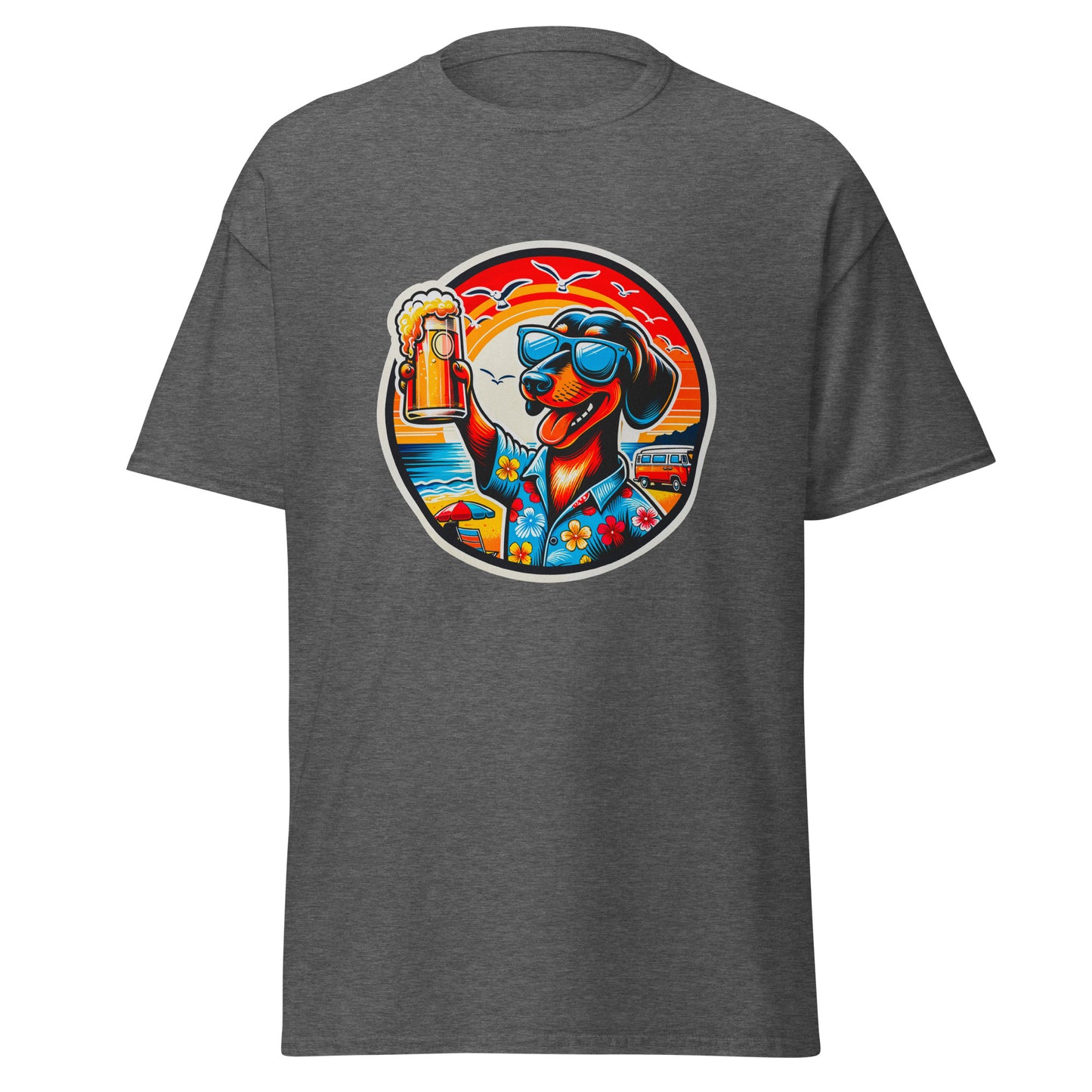 "Dogs On Vacation"-Kollektion - Shorthaired Dachshund - Klassisches Unisex-T-Shirt - 13 verschiedene Farben