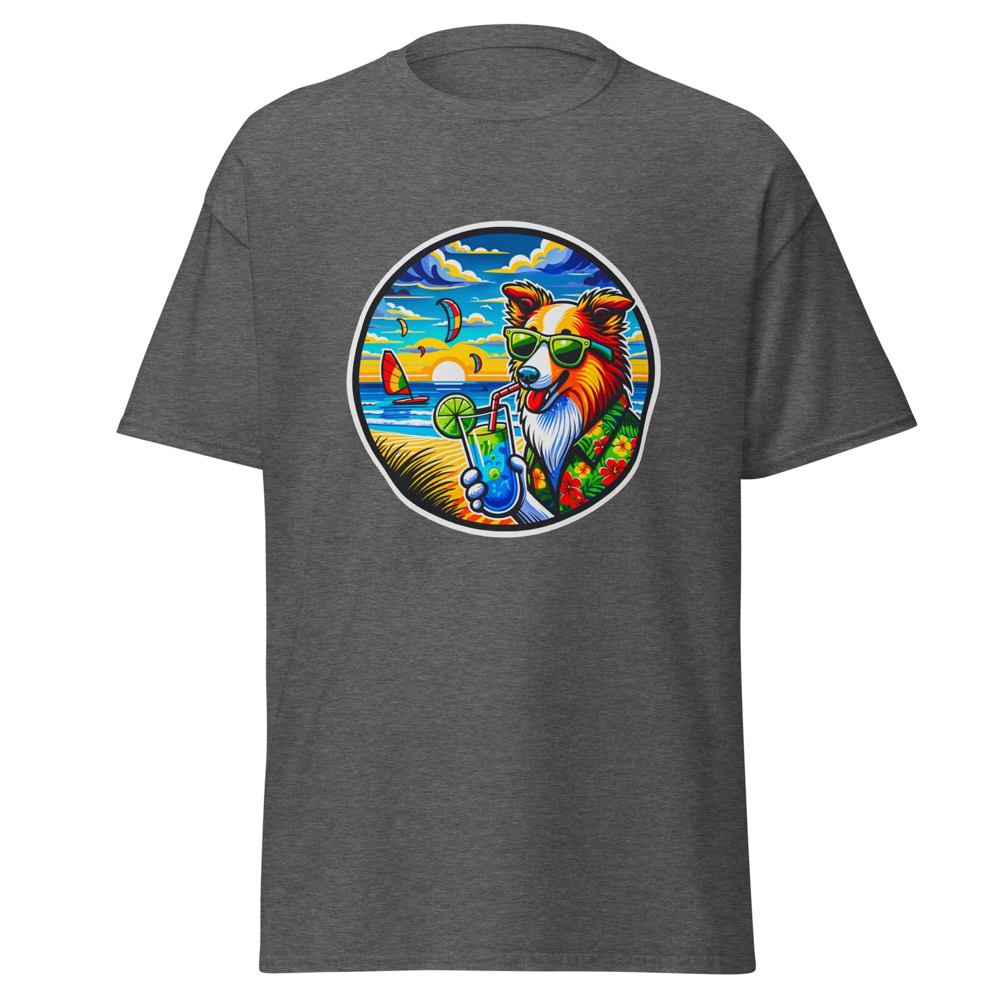 "Dogs On Vacation"-Kollektion - Australian Shepherd #4 (at Baltic Sea) - Klassisches Unisex-T-Shirt - 13 verschiedene Farben