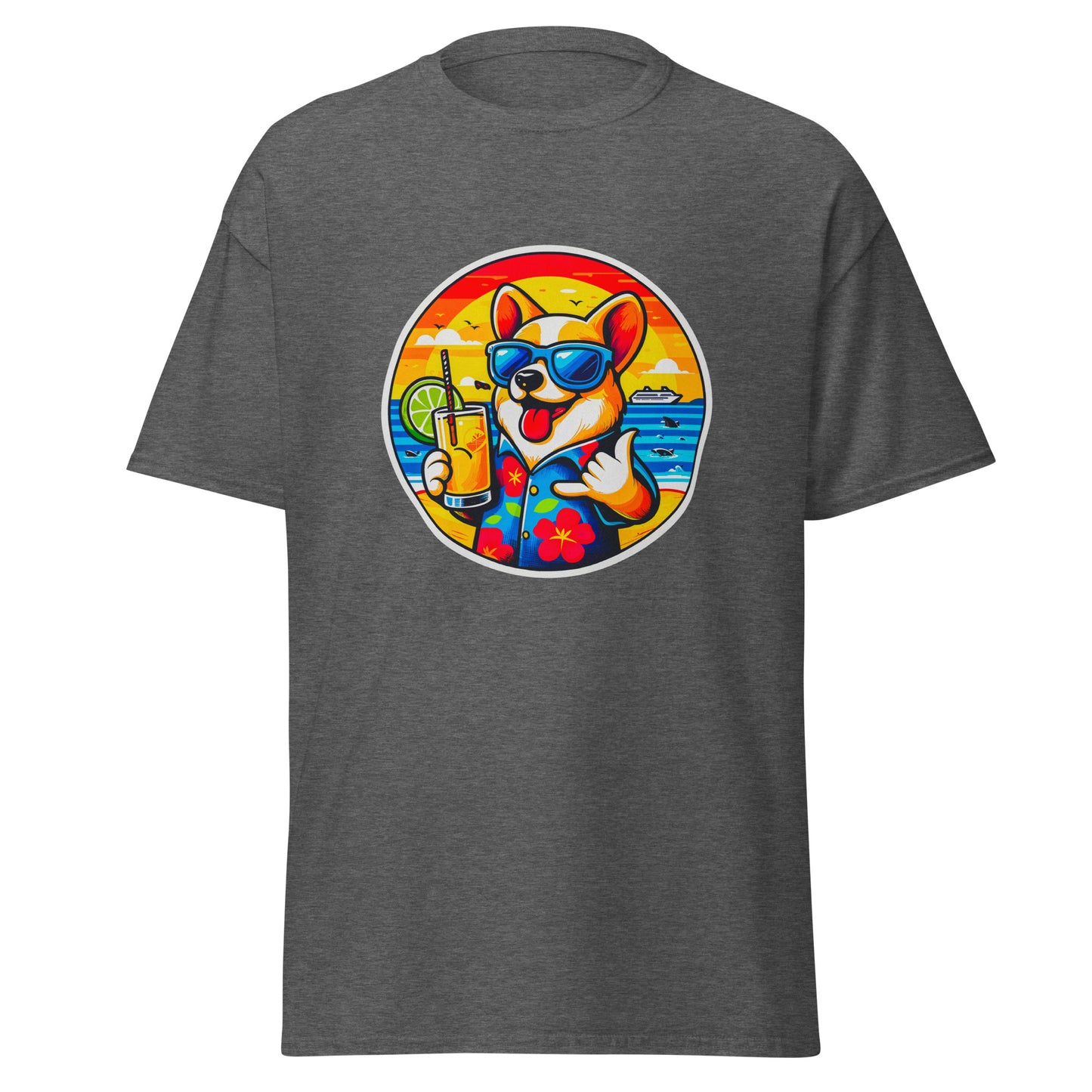 "Dogs On Vacation"-Kollektion - Corgi - Klassisches Unisex-T-Shirt - 13 verschiedene Farben