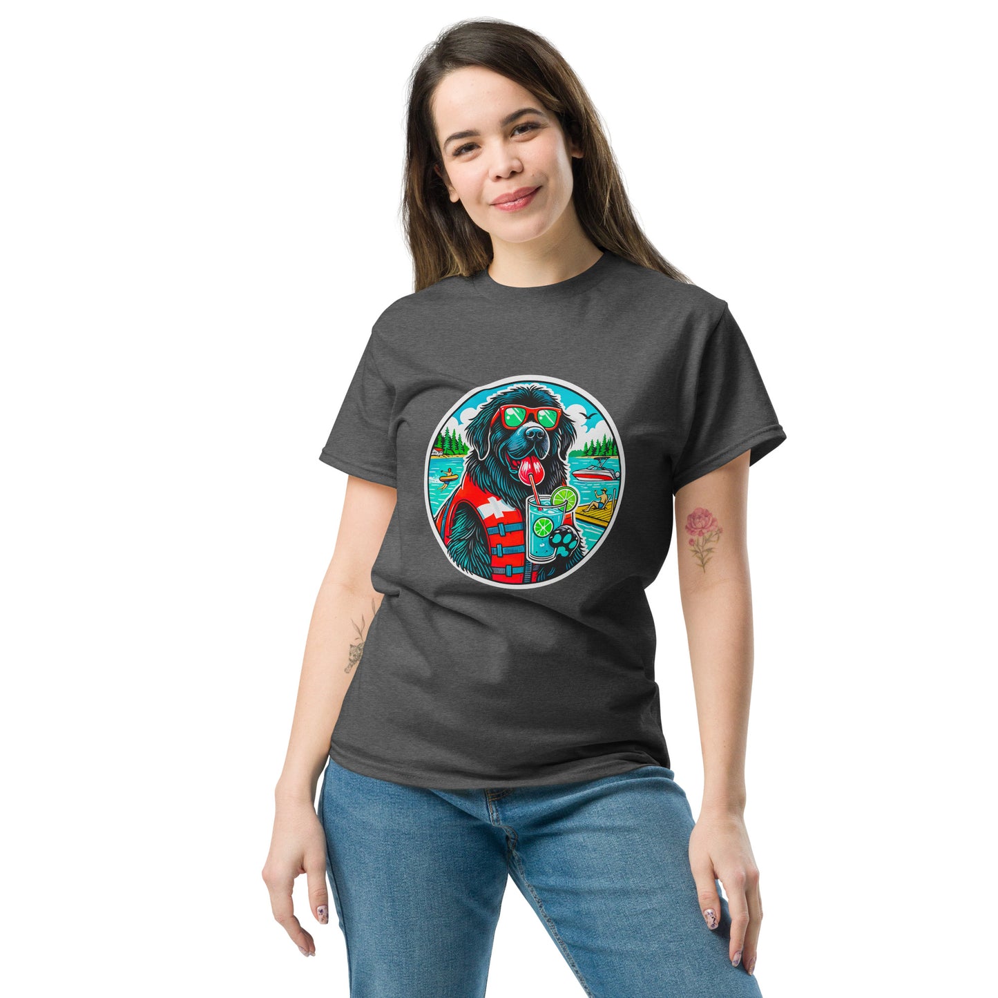 "Dogs On Vacation"-Kollektion - Neufundländer - Klassisches Unisex-T-Shirt - 13 verschiedene Farben