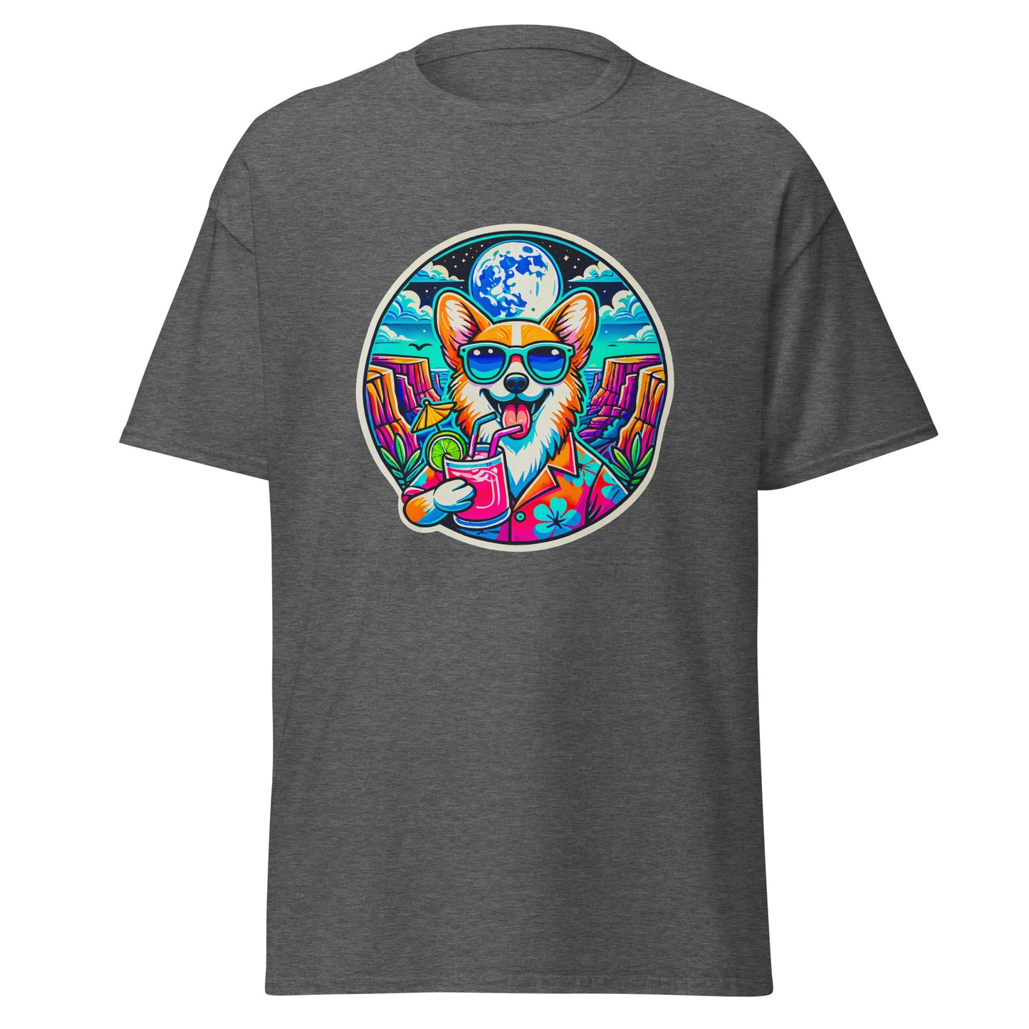 "Dogs On Vacation"-Kollektion - Corgi #2 - Klassisches Unisex-T-Shirt - 13 verschiedene Farben