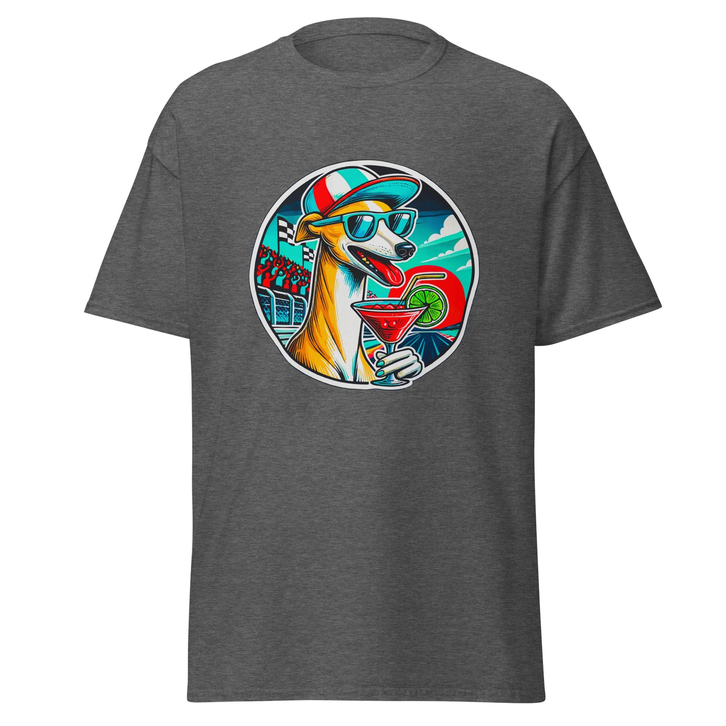 "Dogs On Vacation"-Kollektion - Whippet - Klassisches Unisex-T-Shirt - 13 verschiedene Farben