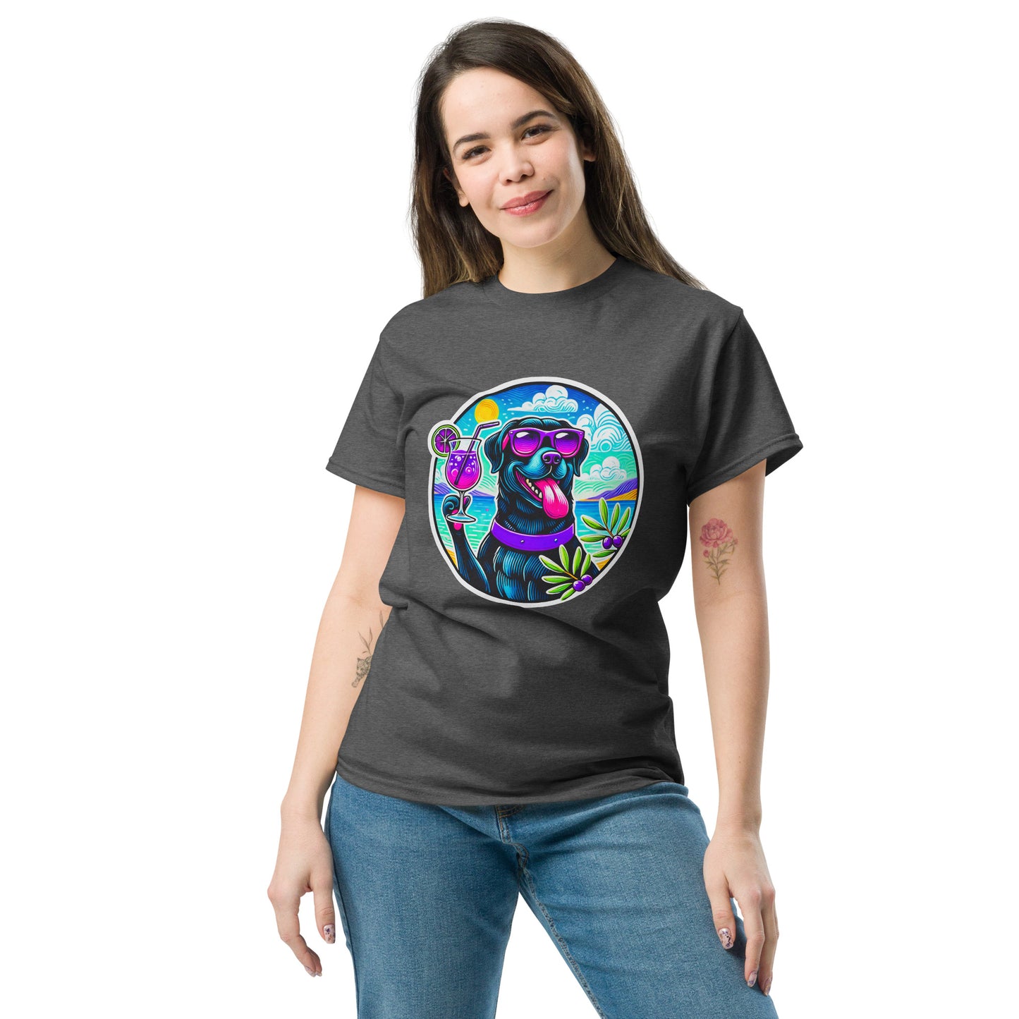 "Dogs On Vacation"-Kollektion - Black Labbi #3 - Klassisches Unisex-T-Shirt - 13 verschiedene Farben