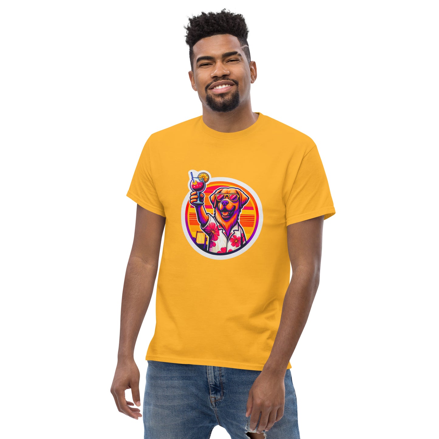 "Dogs On Vacation"-Kollektion - Golden Retriever #1 - Klassisches Unisex-T-Shirt - 13 verschiedene Farben