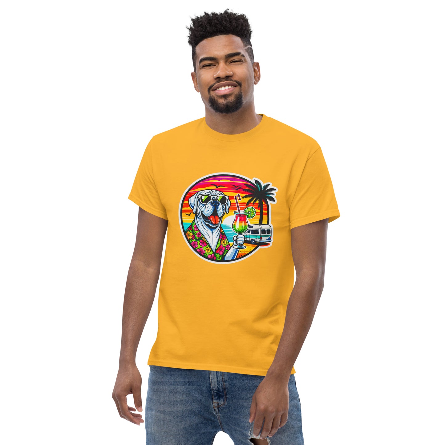 "Dogs On Vacation"-Kollektion - White Mastiff - Klassisches Unisex-T-Shirt - 13 verschiedene Farben