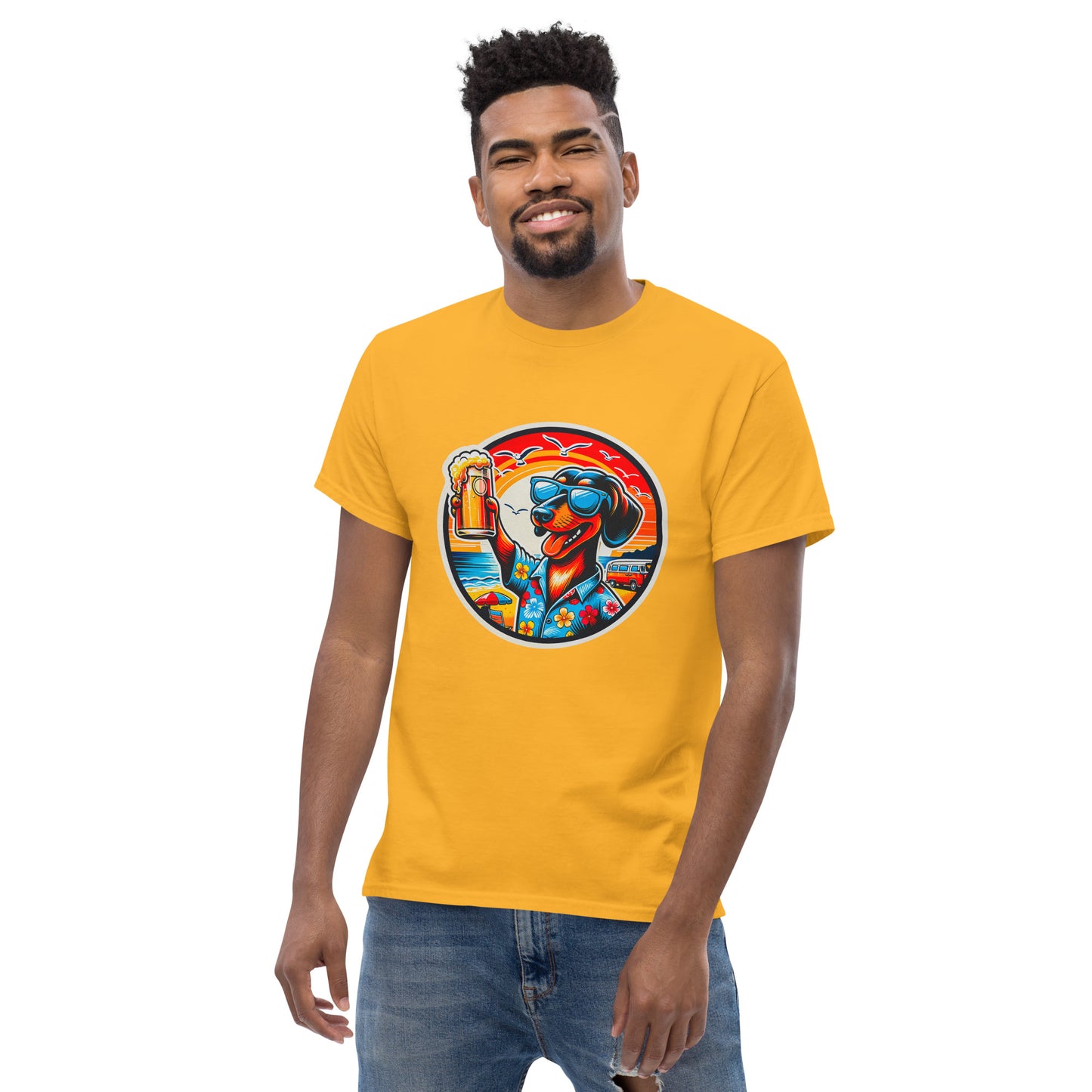 "Dogs On Vacation"-Kollektion - Shorthaired Dachshund - Klassisches Unisex-T-Shirt - 13 verschiedene Farben