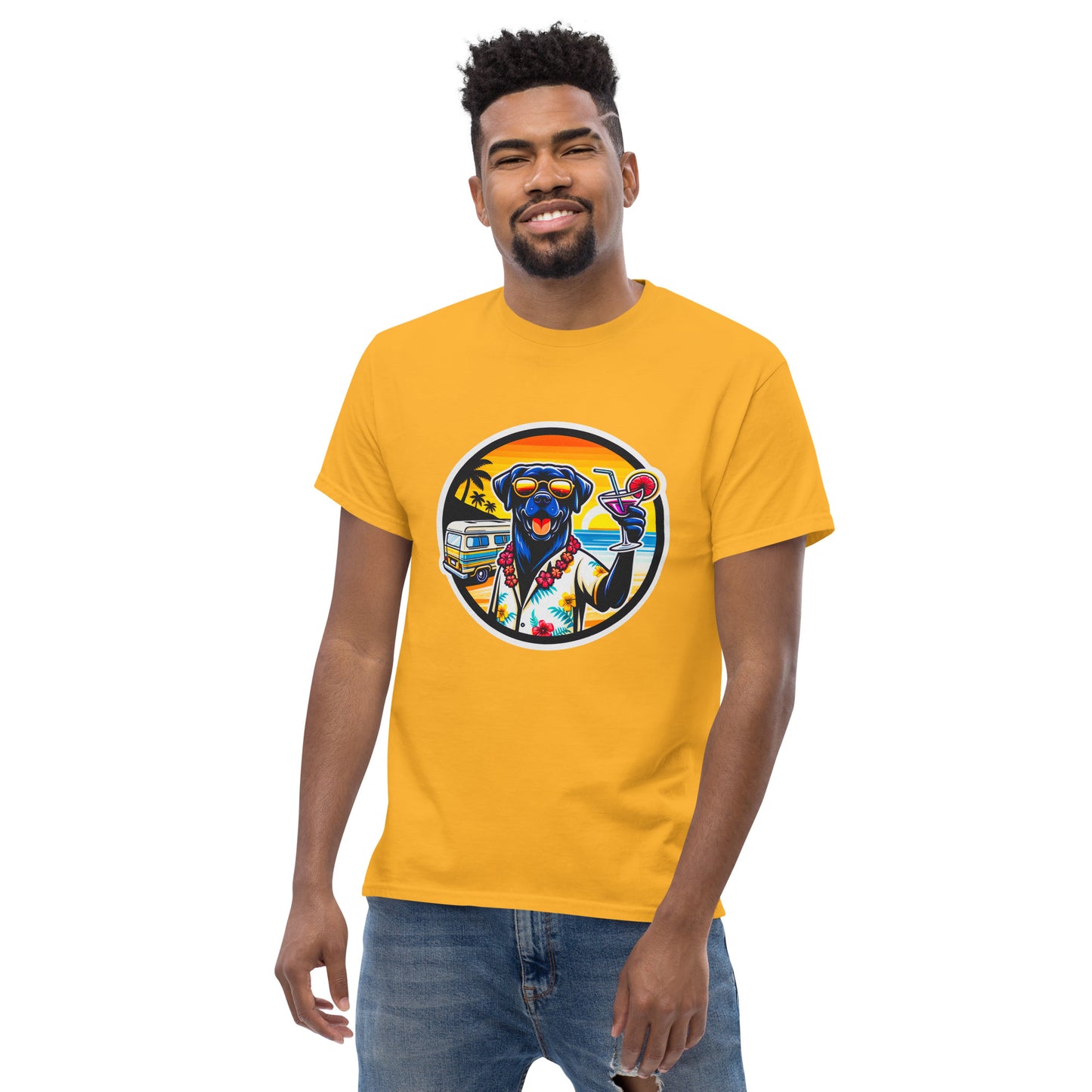 "Dogs On Vacation"-Kollektion - Black Labrador #3 - Klassisches Unisex-T-Shirt - 13 verschiedene Farben